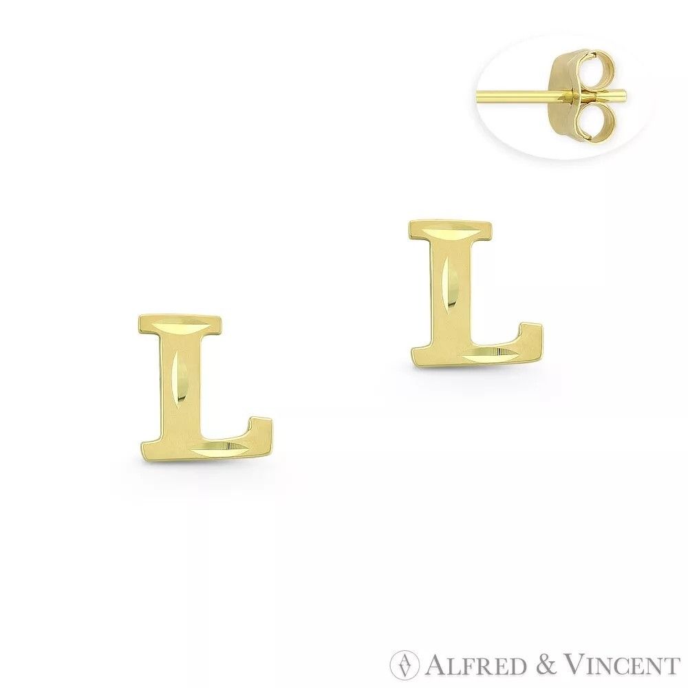 Other Initial Letter "L" Stud Earrings with Push-Back Posts Size ONE SIZE - 1 Preview