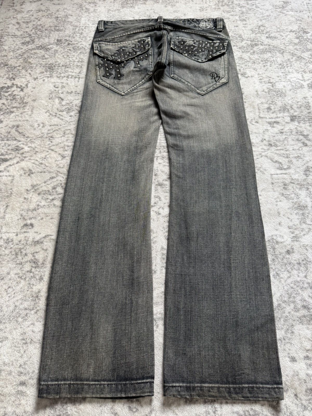 Affliction ✝️ Vintage Pepe Jeans Gothic Studded Cross Denim CH Style Size US 32 / EU 48 - 1 Thumbnail