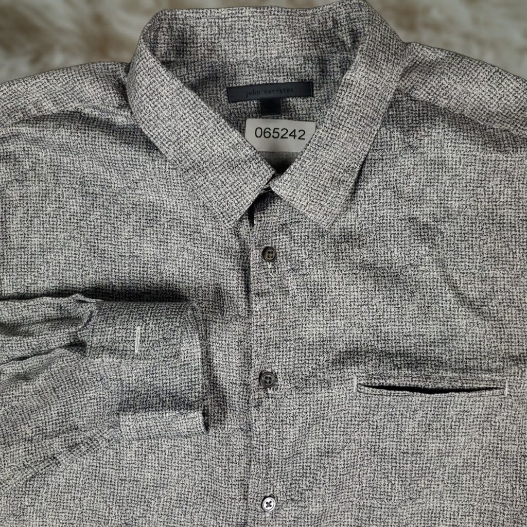 John Varvatos John Varvatos Shirt Mens 2XL Gray Button-Up Long Sleeve Cotton Size US XXL / EU 58 / 5 - 1 Thumbnail