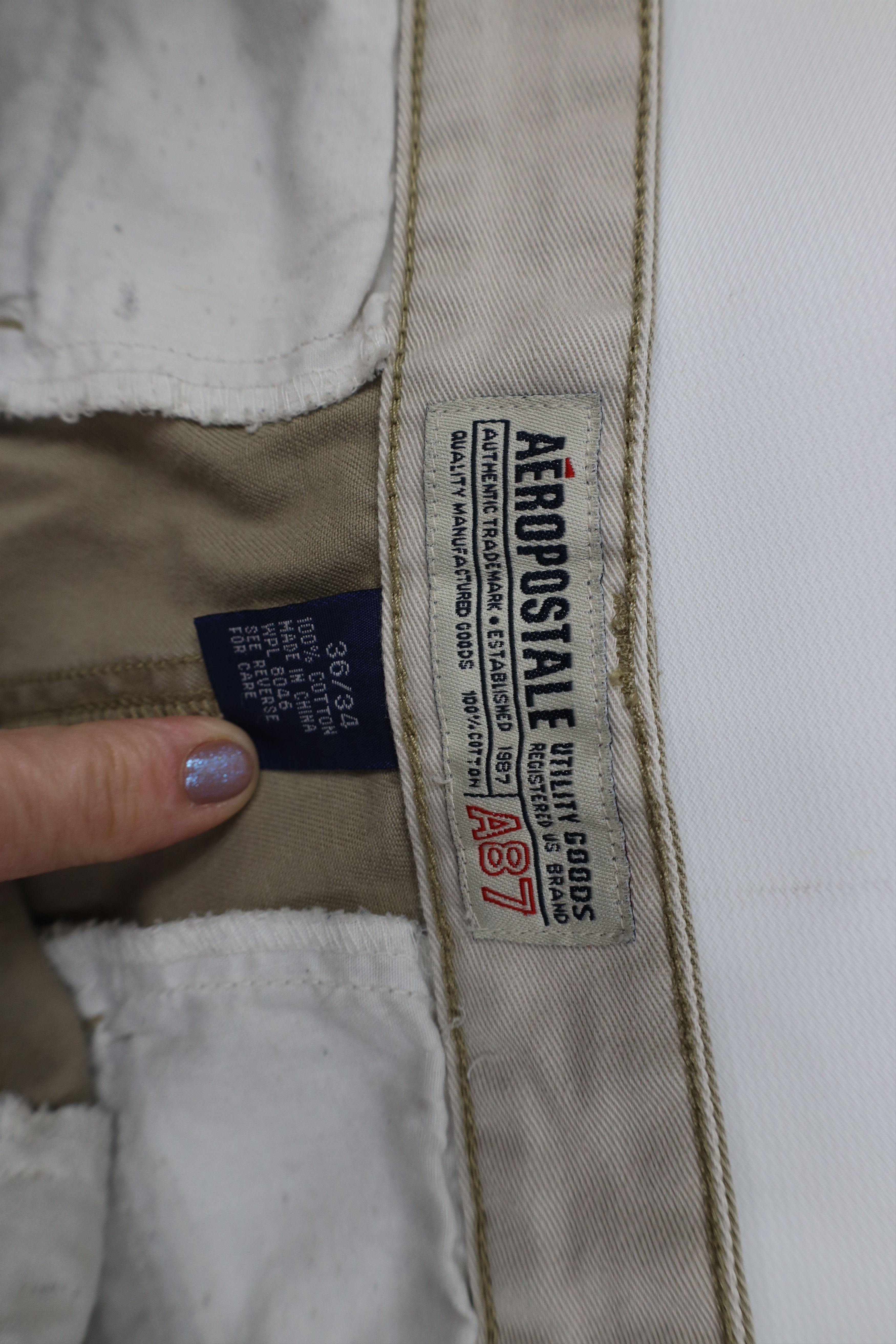 Aeropostale Vintage 90s Y2K Aeropostale Baggy Wide Leg Cargo Pants Beige Size US 36 / EU 52 - 9 Thumbnail