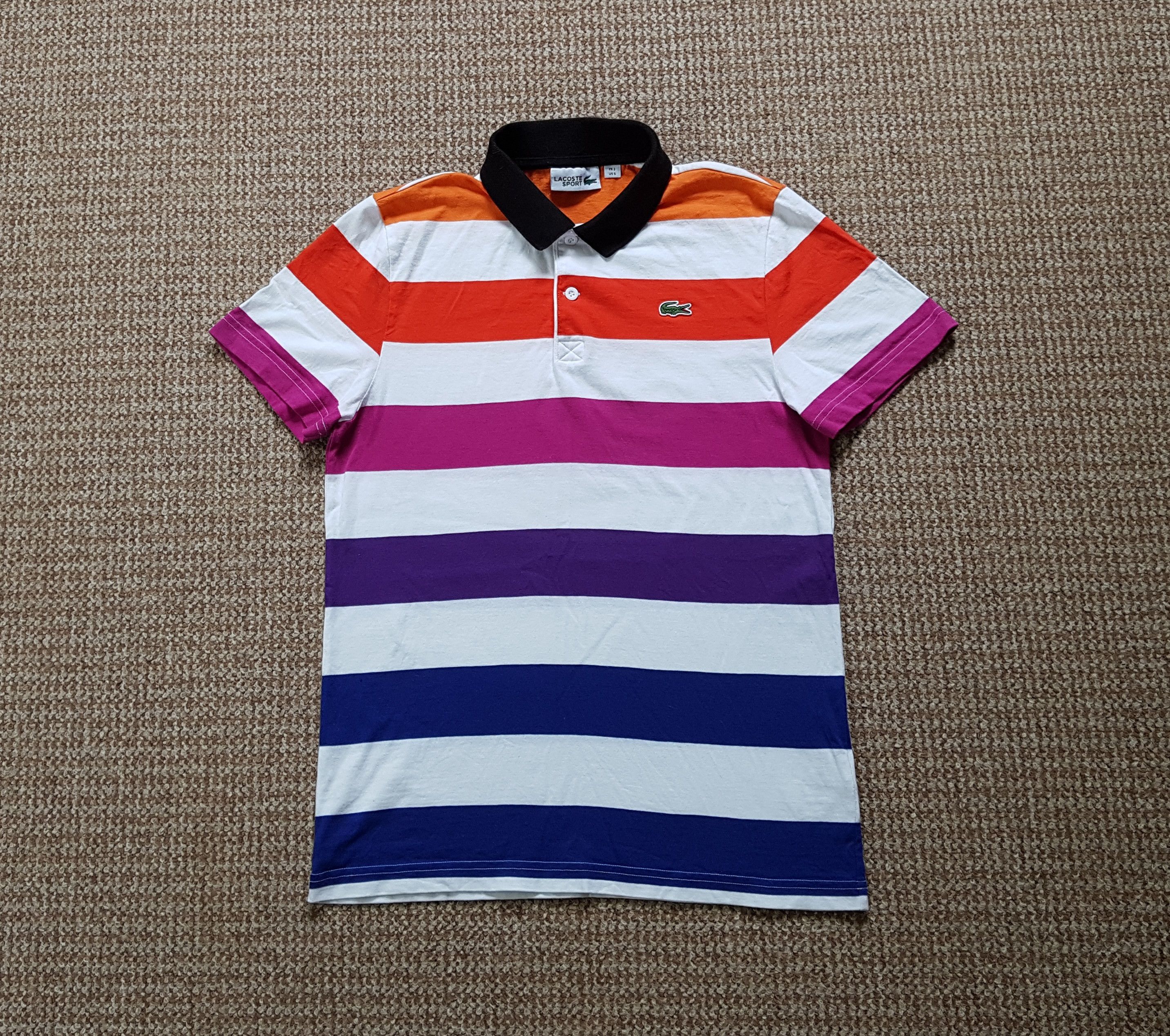 Lacoste Lacoste Rainbow Stripe Polo Shirt sz 3 S Size US S / EU 44-46 / 1 - 1 Thumbnail