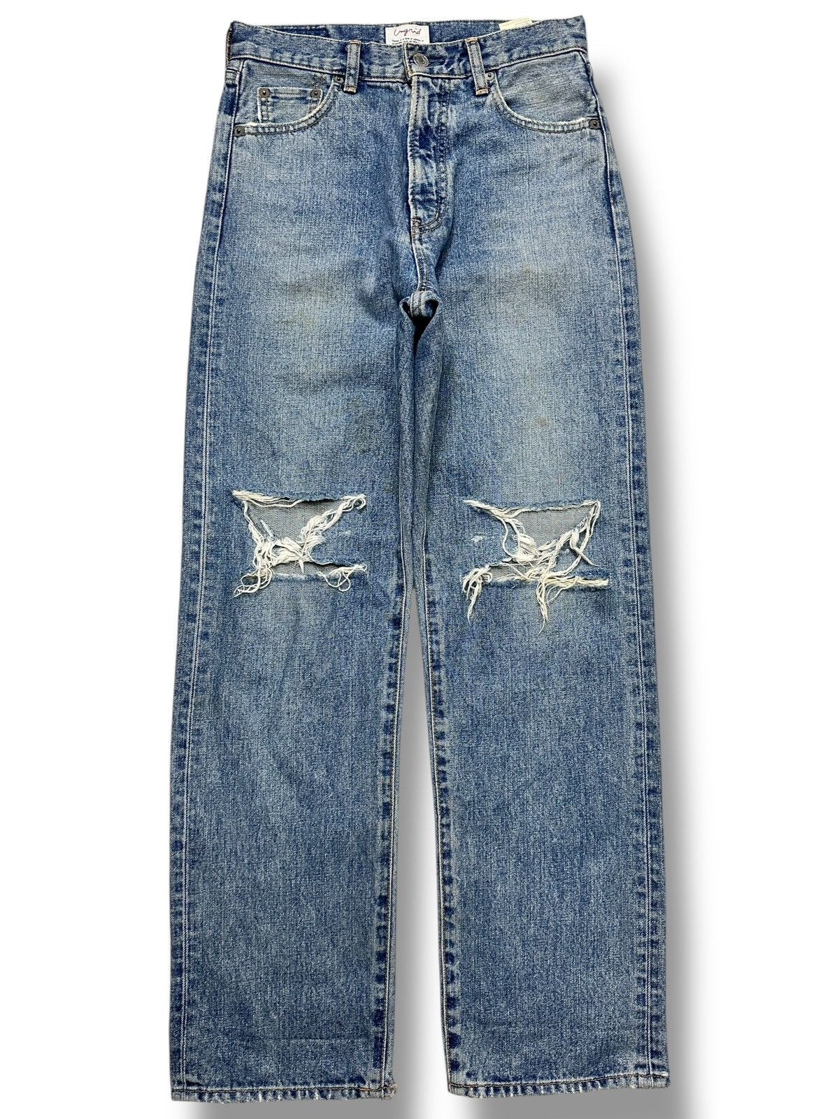 Japanese Brand Vintage Ungrid Classic Straight Fit Distressed Knees & Faded Size US 28 / EU 44 - 1 Thumbnail