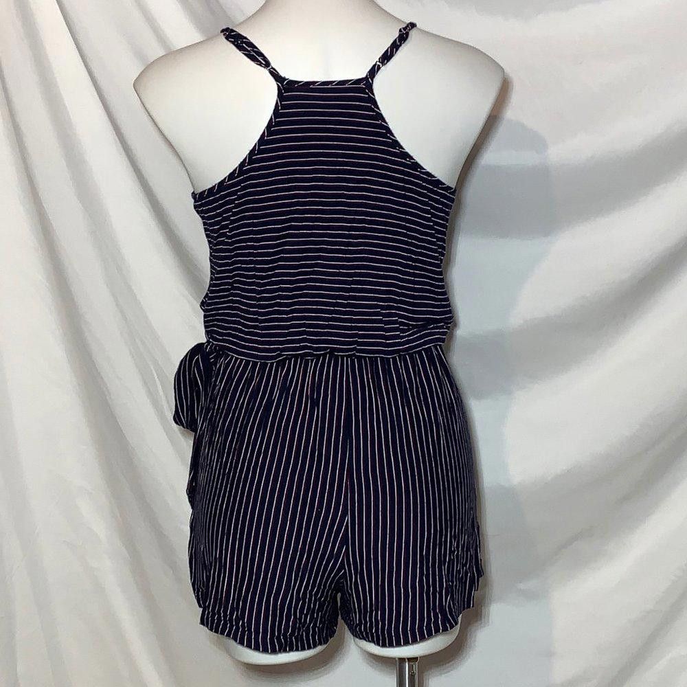 Designer Mossimo Navy Red White Striped Romper, Side Tie, S Size 28" / US 6 / IT 42 - 8 Thumbnail