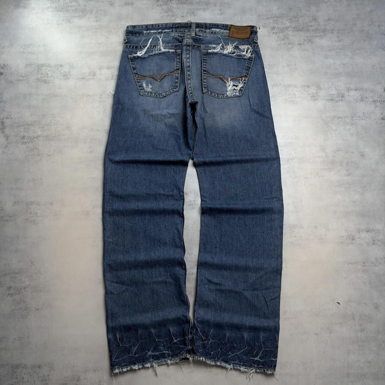 Guess Y2K Guess Patchwork Baggy Distressed Skater Denim Jeans Size US 34 / EU 50 - 1 Thumbnail