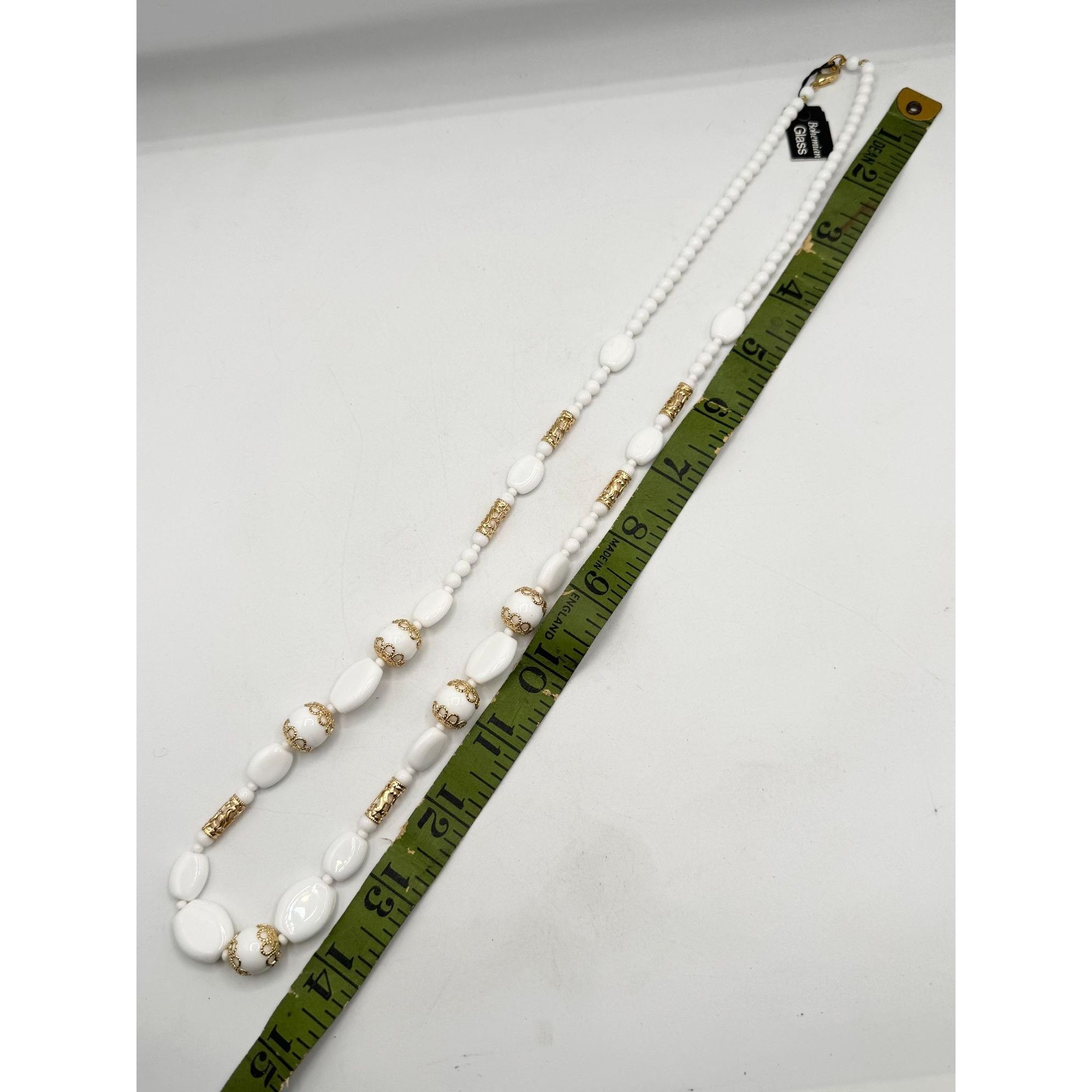 Vintage Vintage Bohemian Glass White NOS Beaded Necklace with Tag Size ONE SIZE - 4 Thumbnail