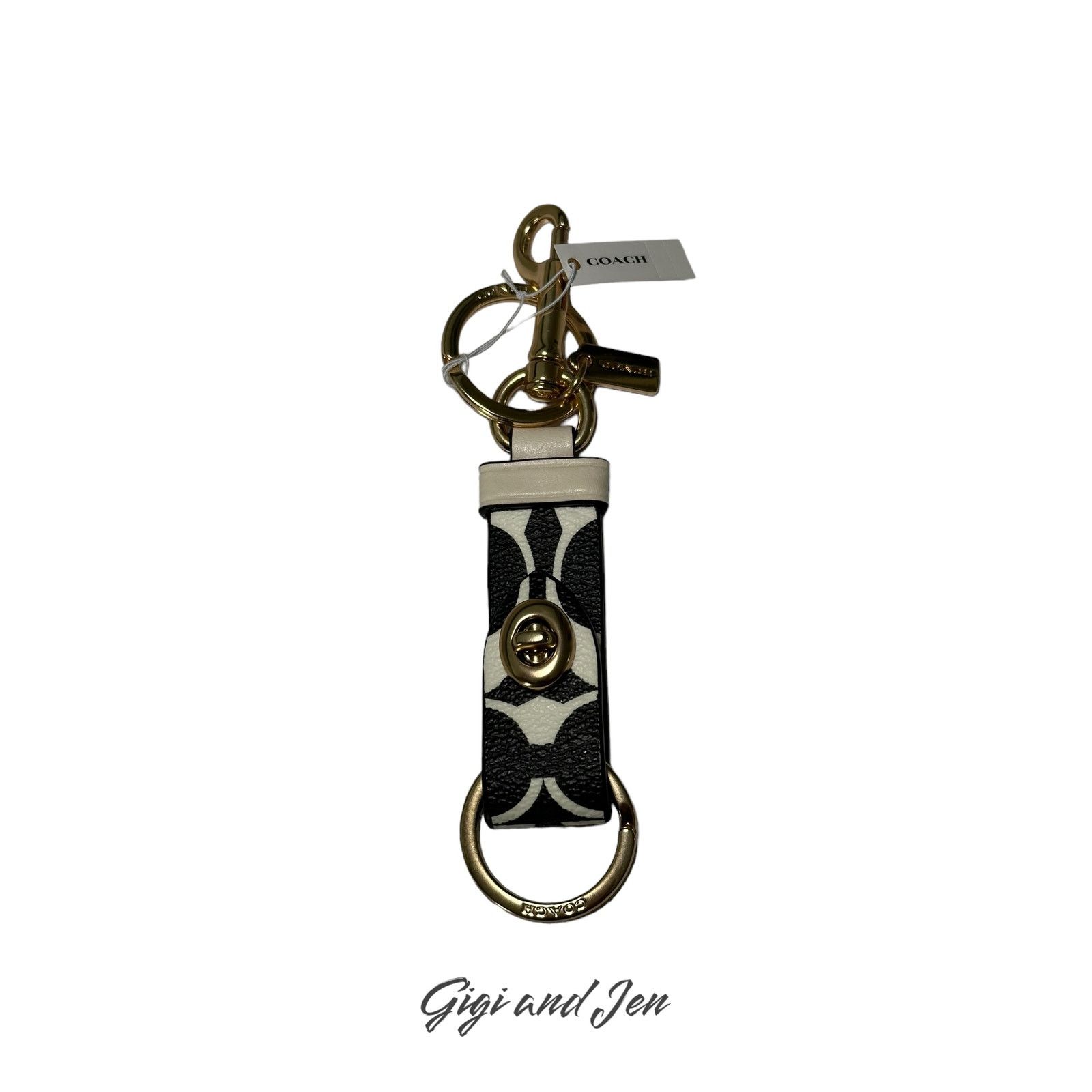 Kate Spade Coach Trigger Snap Bag Charm In Signature Canvas Gold/Black Size ONE SIZE - 1 Thumbnail
