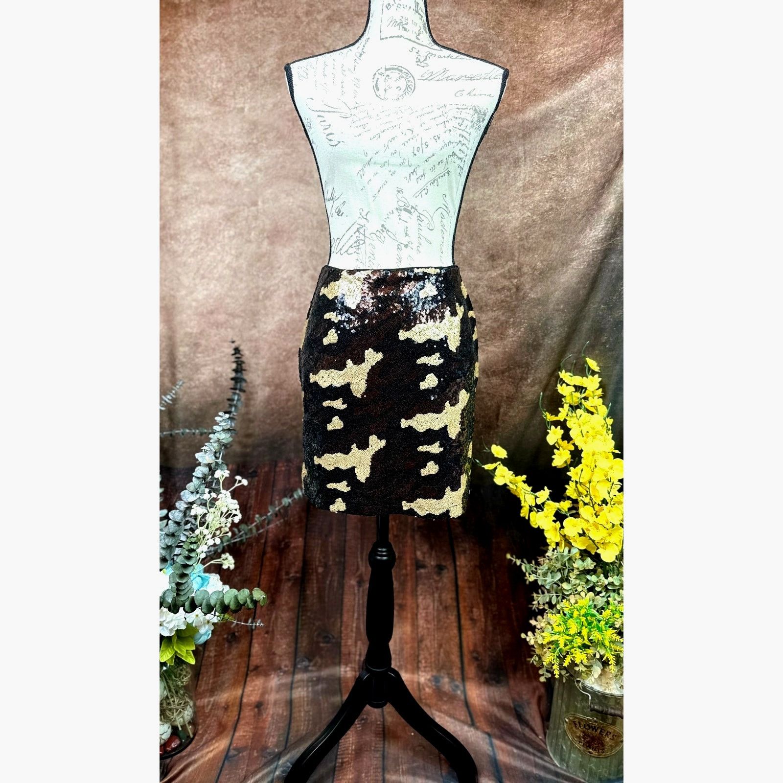 Other 382 Sequined Camouflage Mini Skirt - Brown Multi - size S Size 28" / US 6 / IT 42 - 4 Thumbnail