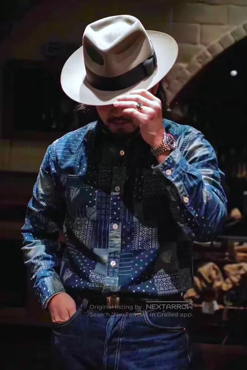 RRL Ralph Lauren RRL Ralph Lauren Blue dyed Baijiabu shirt Size US M / EU 48-50 / 2 - 2 Thumbnail