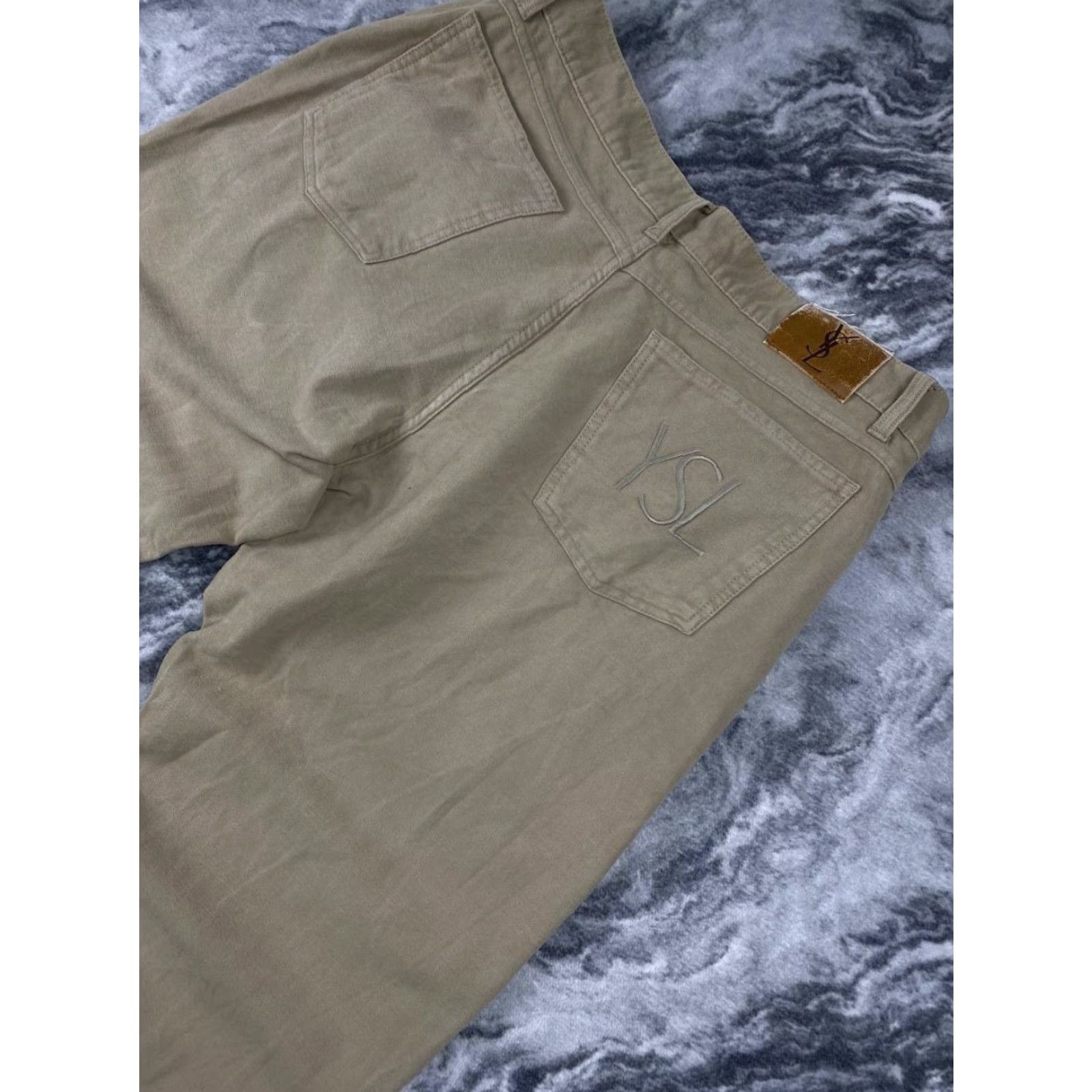 Yves Saint Laurent VINTAGE Yves Saint Laurent Big Logo Pants Men 38 Beige 90s by Saint Laurent Pant Chino Pockets Slim Regular Men Size US 38 / EU 54 - 3 Thumbnail