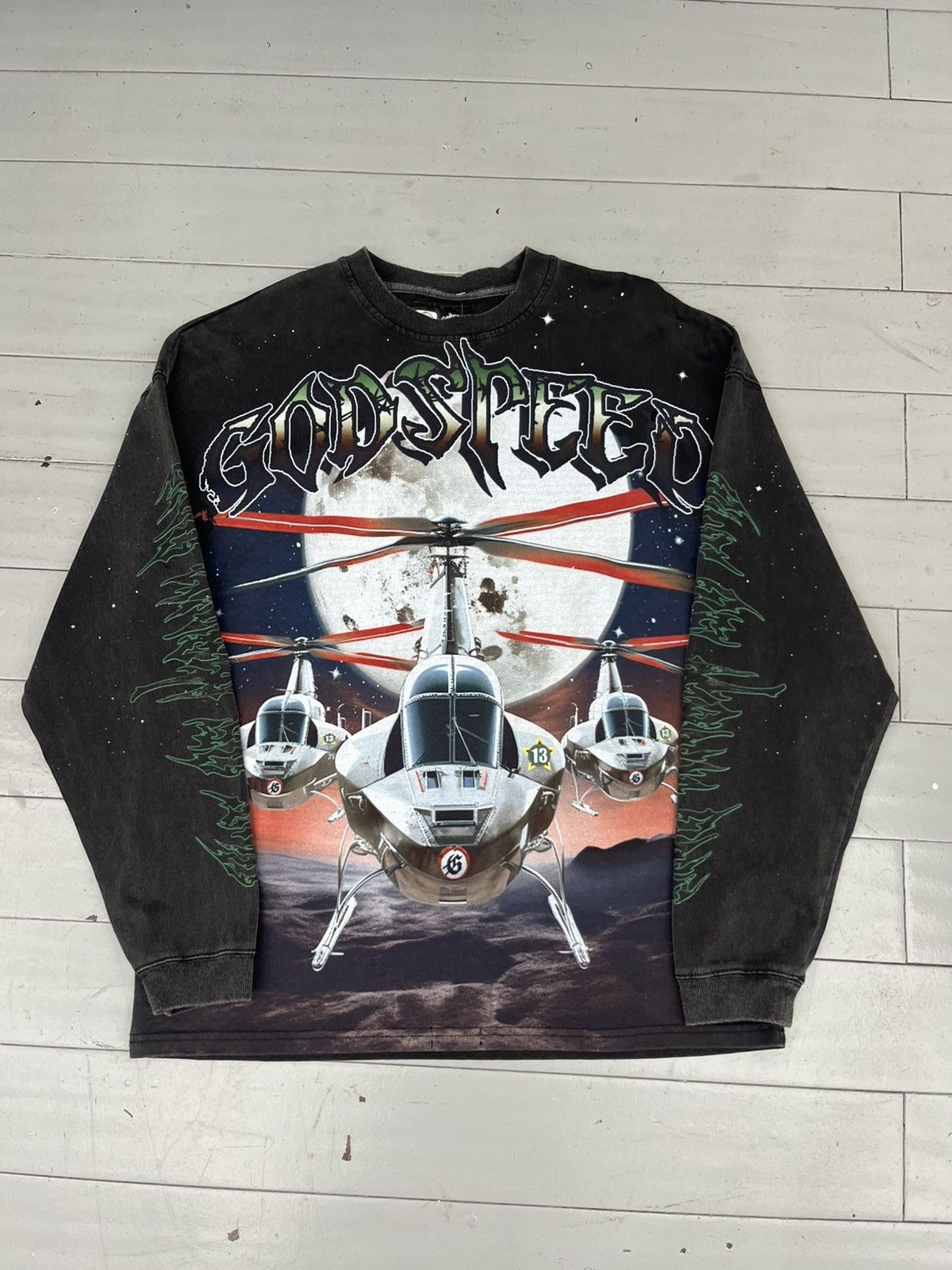 Godspeed Helicopter Black Longsleeve Size S