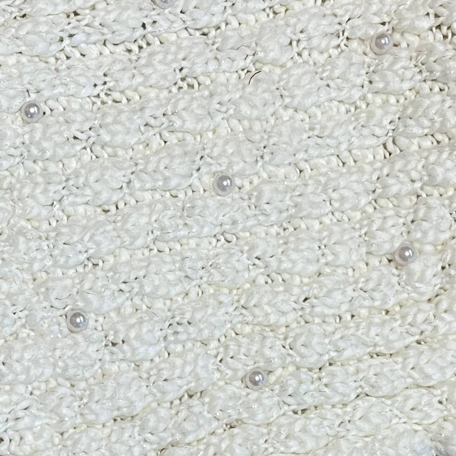 Other White Ivory Infinity Scarf Pearls Silver Threads Chunky Knit Size ONE SIZE - 3 Thumbnail