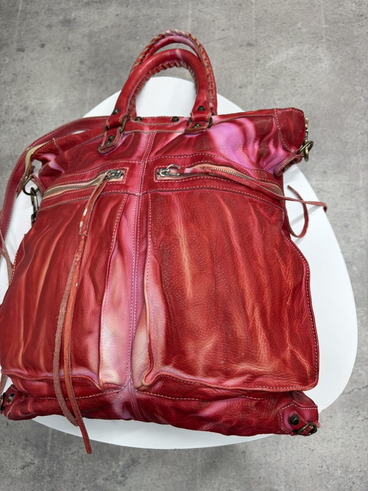 KMRii Balenciaga City Style Red Distressed Leather Bag Y2K Archive Size ONE SIZE - 15 Thumbnail