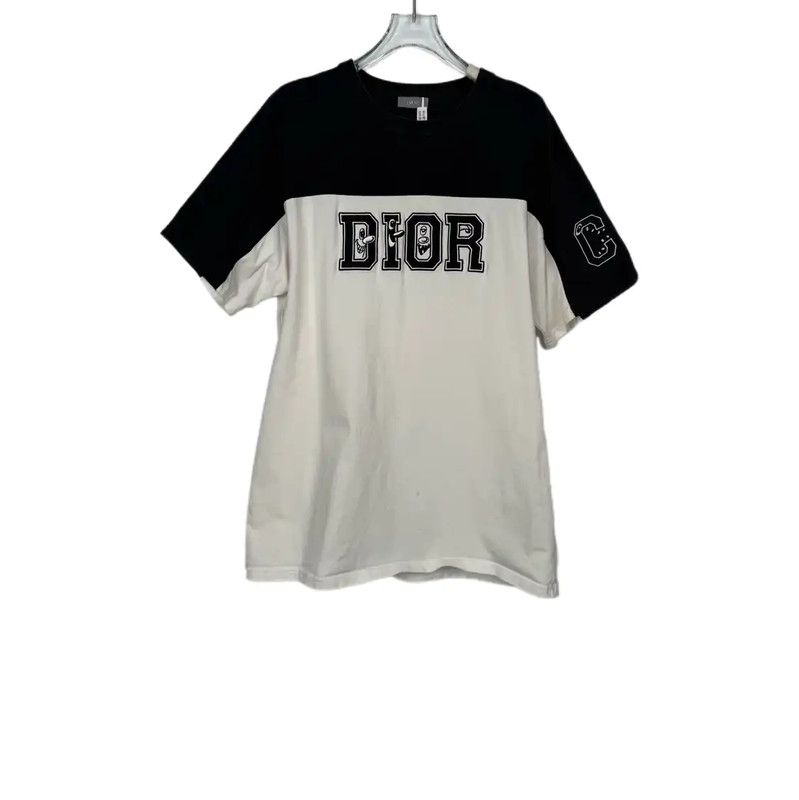 Dior Dior Women's Black and White Cotton T-Shirt 0089 Size XL / US 12-14 / IT 48-50 - 1 Thumbnail