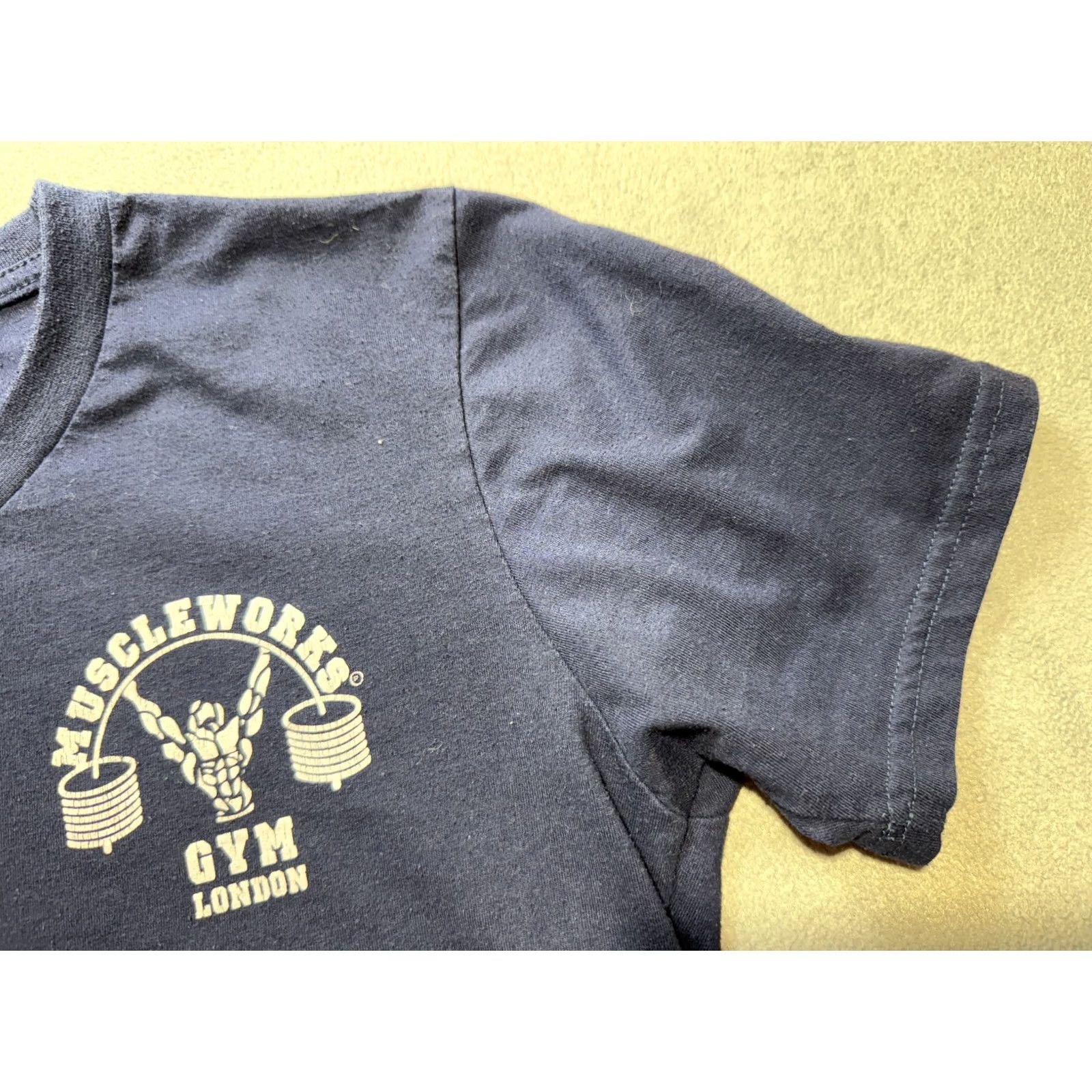 Vintage Vintage Musle Works Gym London blue shirt mens size m Size US M / EU 48-50 / 2 - 5 Thumbnail