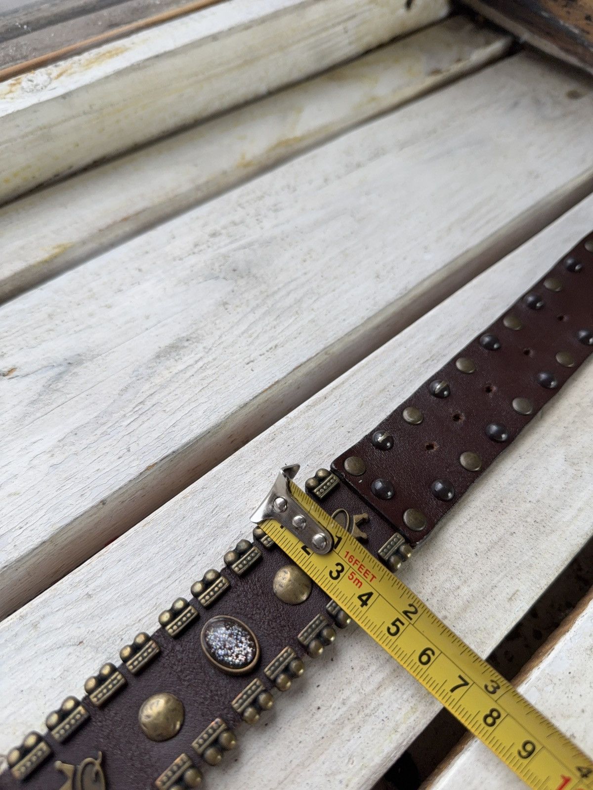 Japanese Brand RARE Save The Queen Vera Pelle Italian Studded Leather Belt Size ONE SIZE - 13 Thumbnail