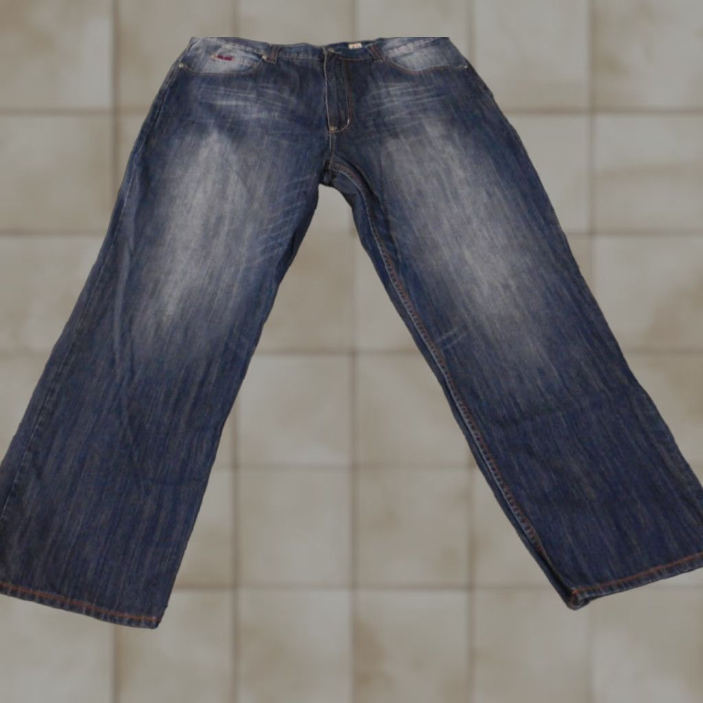 Etro muka Jeans 42x32 Mens Straight Denim Blue Cotton Zip Pockets Vintage Grunge Cowboy 90s Style Jeans Mens Regular 42x32 Size US 42 / EU 58 - 1 Thumbnail
