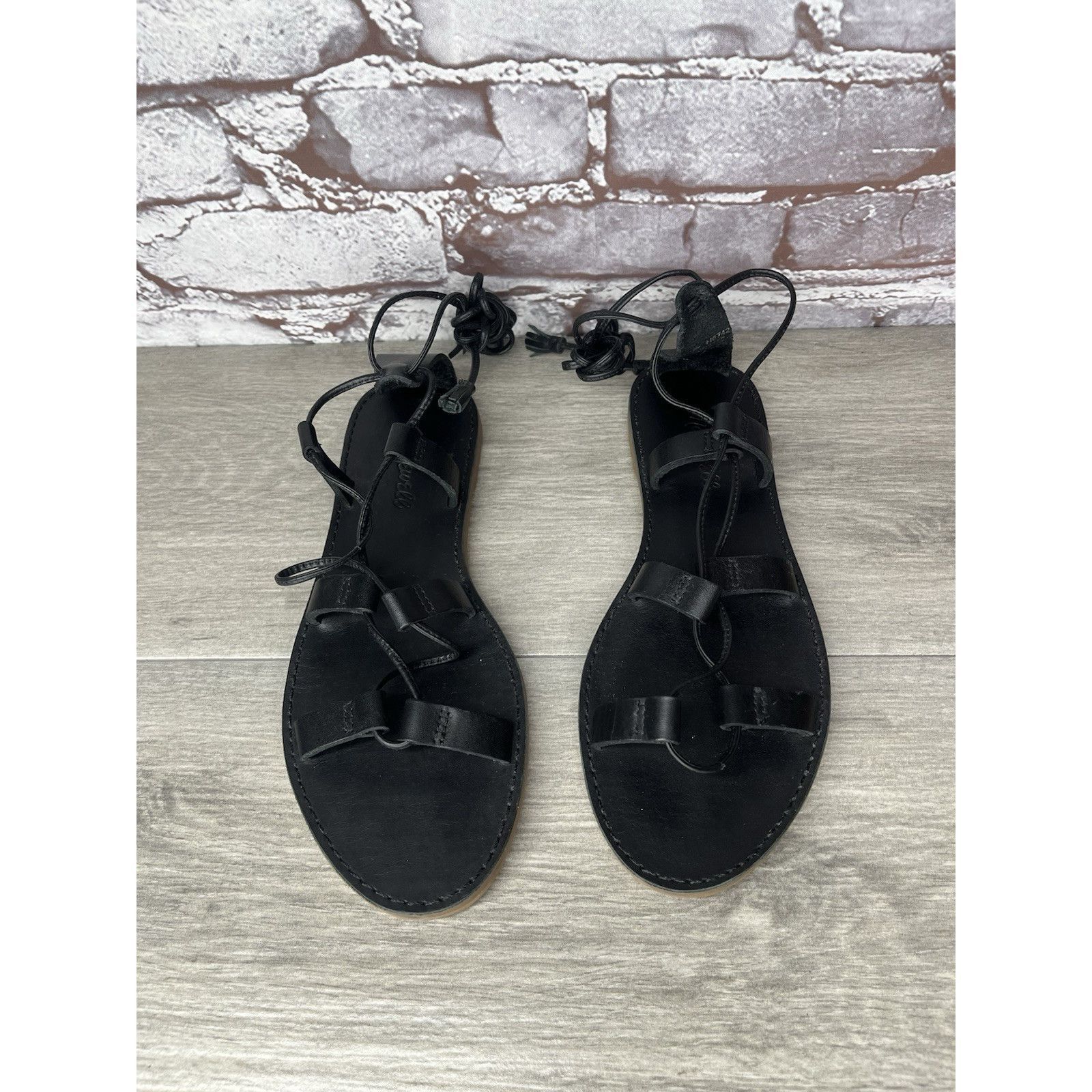 Madewell Madewell Boardwalk Black Leather Gladiator Lace Up Sandals W Size US 8 / IT 38 - 17 Thumbnail
