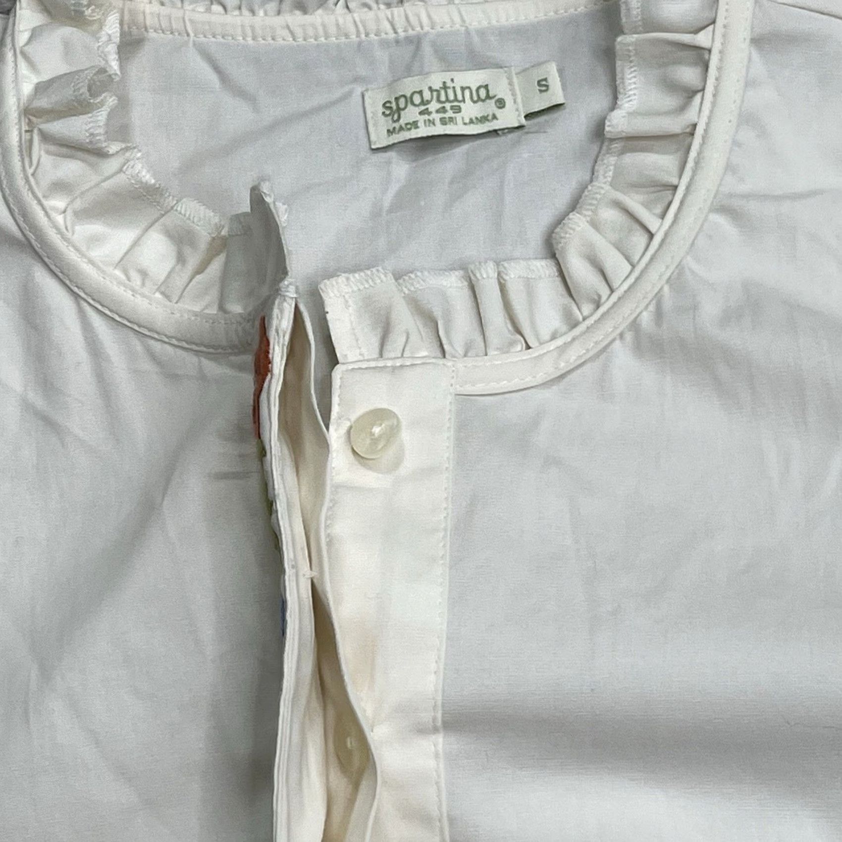Vintage Spartina 449 Shirt Small Long Sleeve Button Front Cotton Embroidered Floral Womens Size S / US 4 / IT 40 - 6 Thumbnail