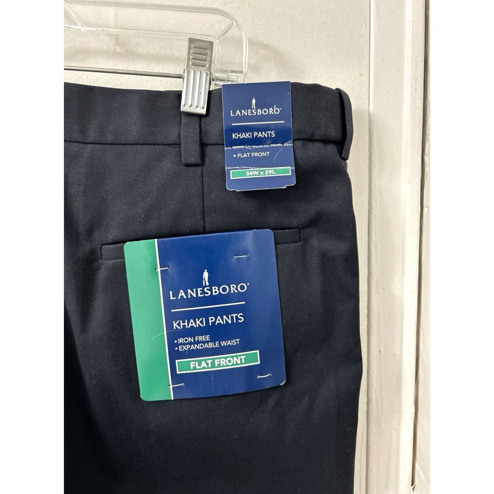 Vintage Lanesboro Pants Mens 34x29 Dark Navy Blue Flat Front Iron Free NWT YKK Khaki Casual Workwear Size US 34 / EU 50 - 4 Thumbnail