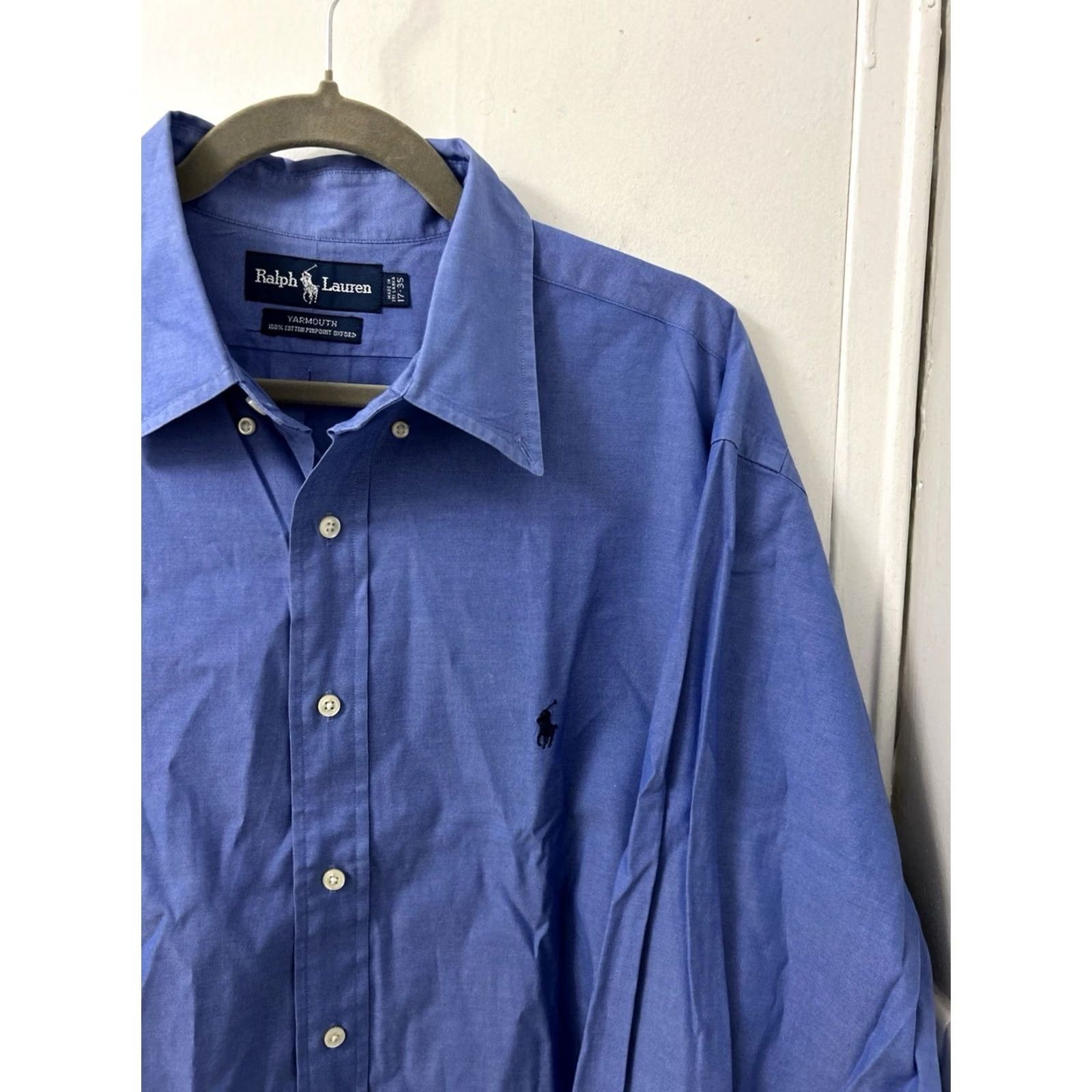 Ralph Lauren VINTAGE Ralph Lauren Yarmouth Shirt Mens 17 35 Blue Pinpoint Oxford Button Down L/S Size US XL / EU 56 / 4 - 4 Thumbnail