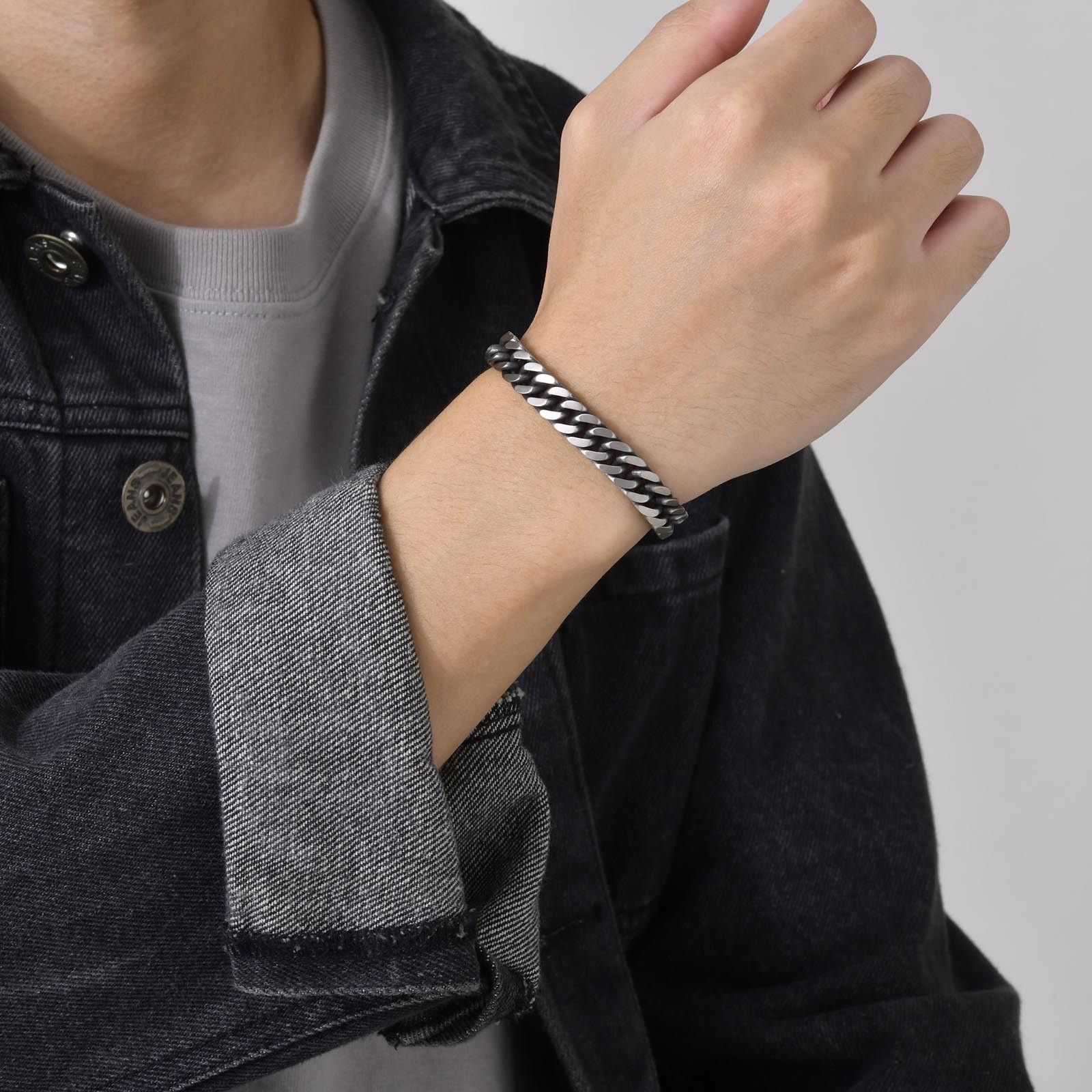 Jewelry × Vintage Chunky Retro Cuban Chain Bracelet for Men Size ONE SIZE - 3 Thumbnail