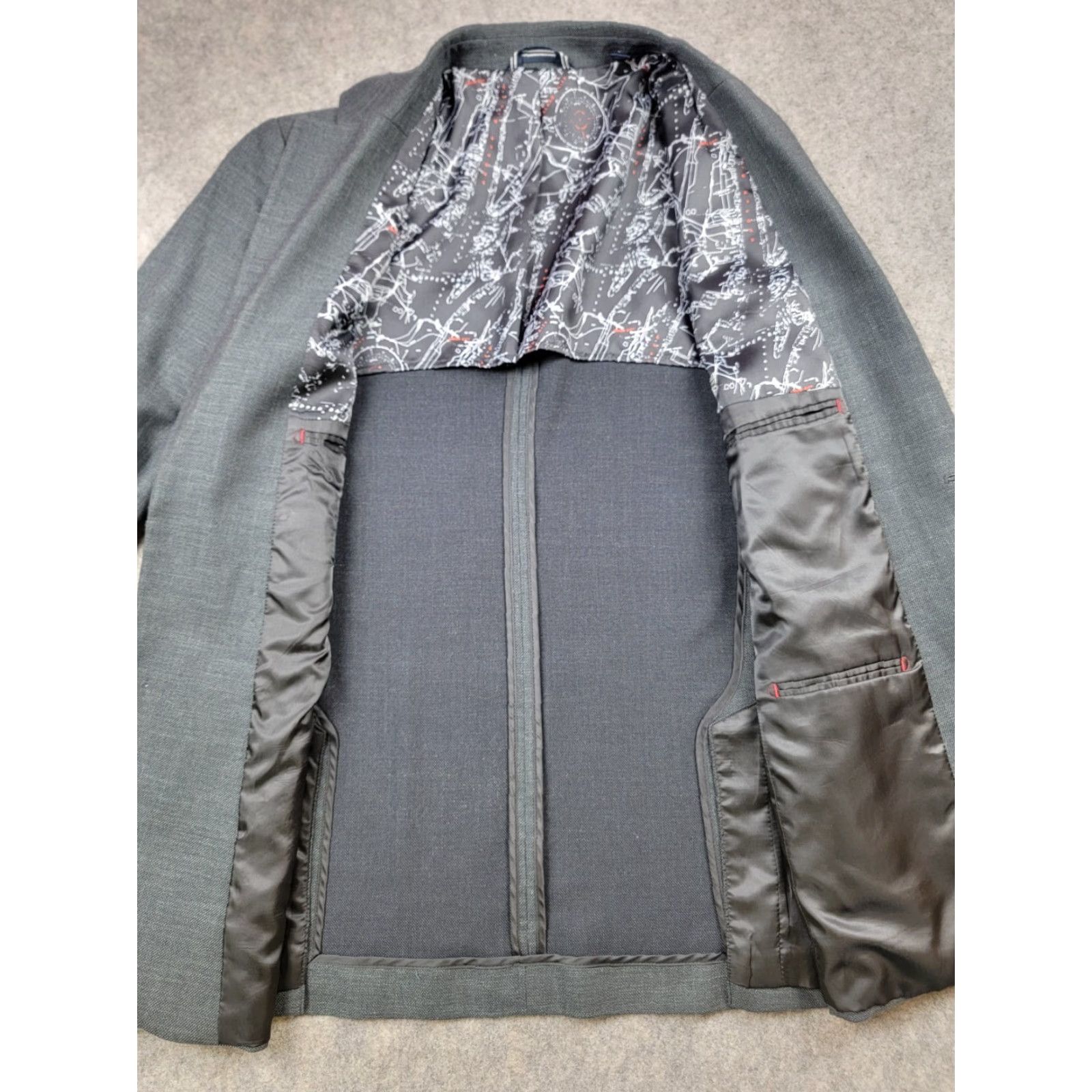Nautica Nautica Suit Jacket Blazer Mens 38R Gray Double-Vented Linen Polyester Spandex Notch Hooked Two-Button Front Button Style Regular Modern City Classic Size 38R - 7 Thumbnail