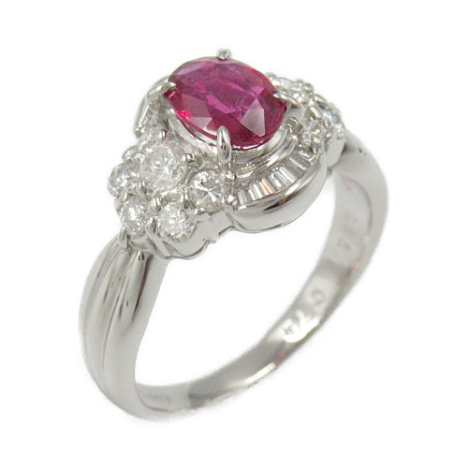 Other Other Platinum Ruby Diamond Ring Metal Ring in Great Condition Size ONE SIZE - 1 Thumbnail