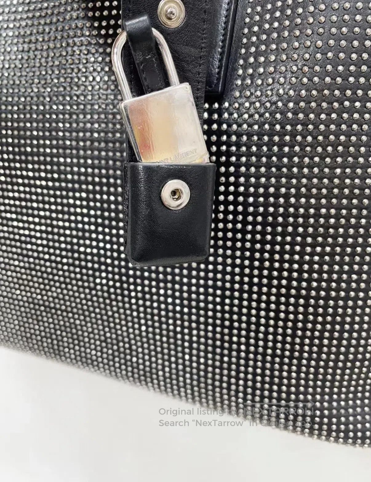 Saint Laurent Paris Black Studded Leather Handbag with Top Handles. Size ONE SIZE - 3 Thumbnail