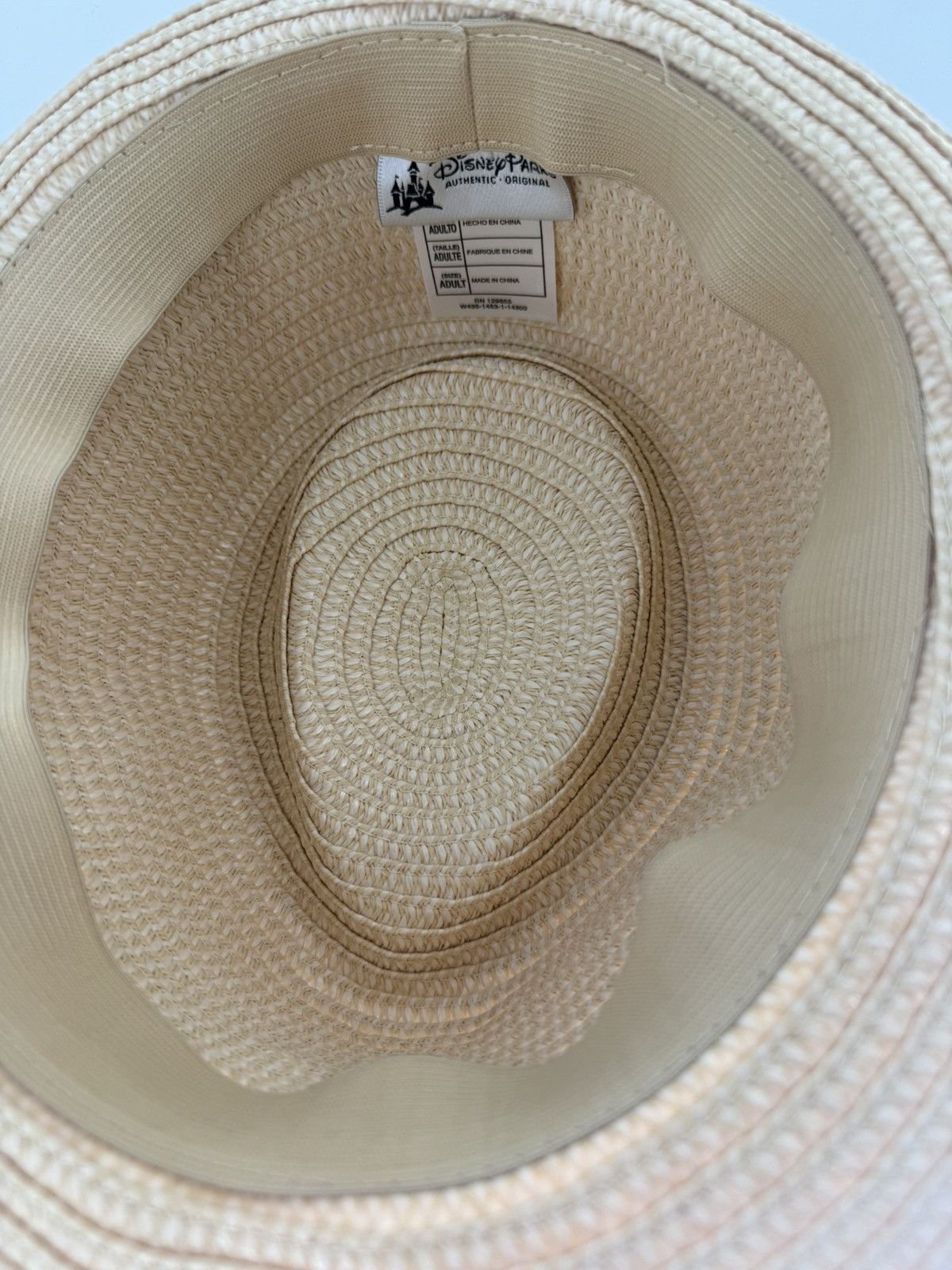 Disney Adult Walt Disney Parks Straw Fedora Hat Pink Ribbon Mickey Size ONE SIZE - 8 Thumbnail