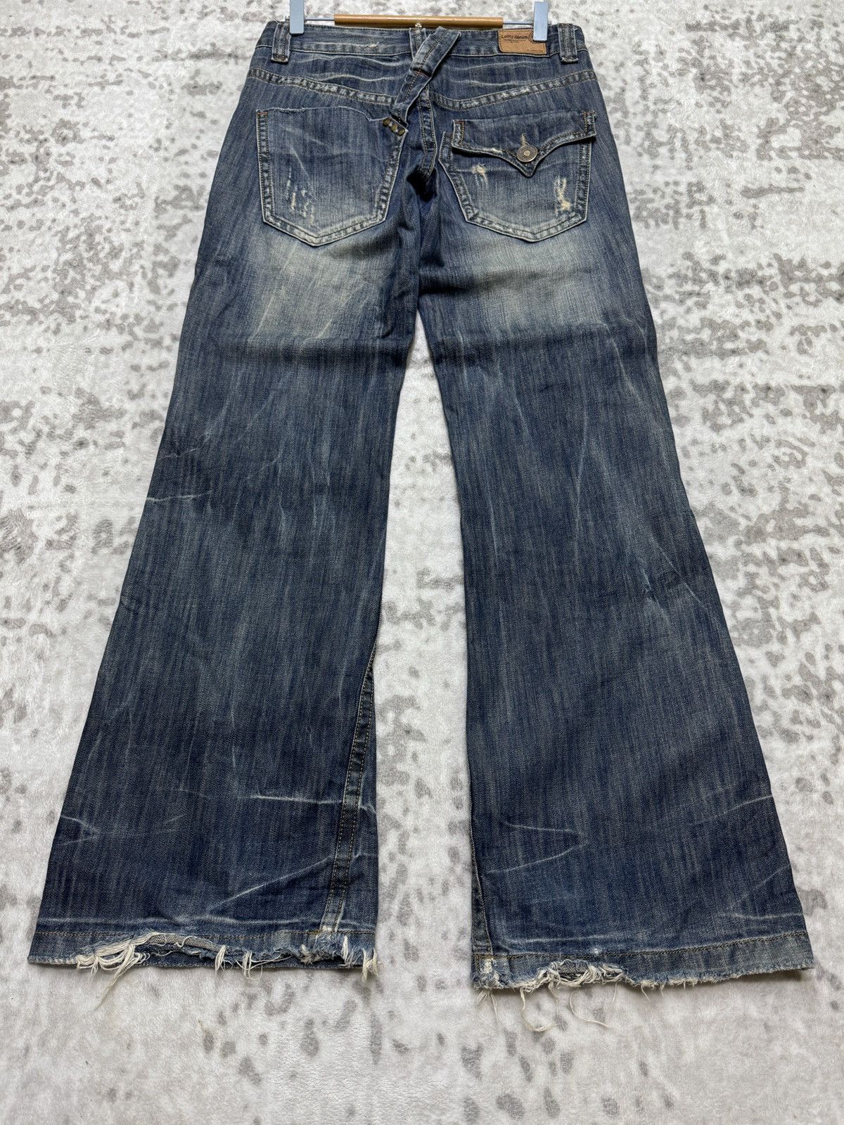 Le Grande Bleu (L.G.B.) Vintage Lolita Mud Wash Wide Leg Distressed Clawmark Denim Size US 30 / EU 46 - 12 Thumbnail