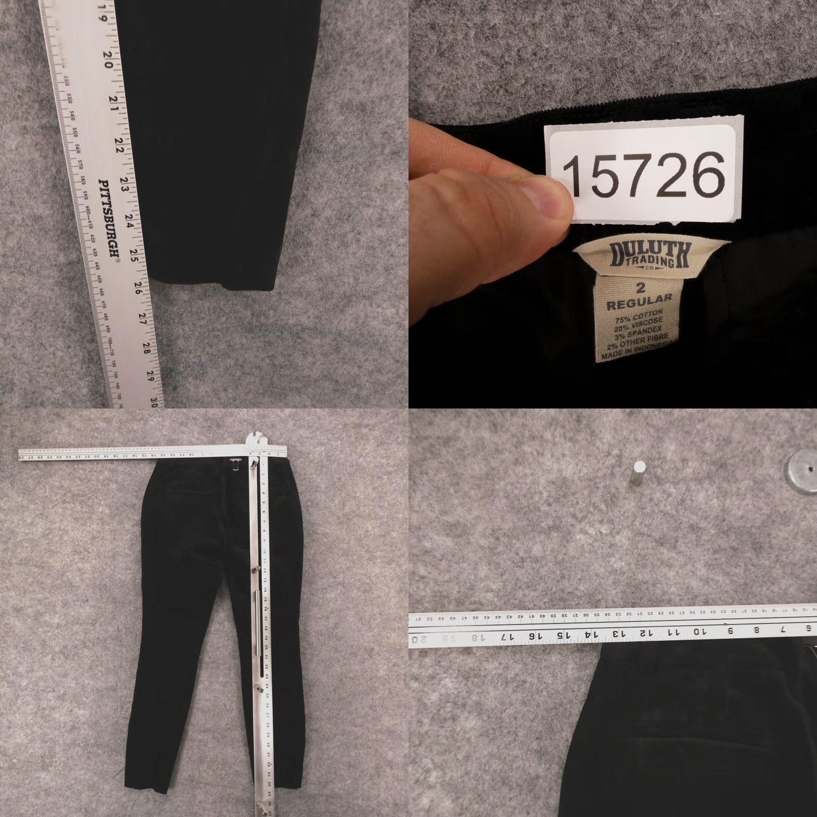 Velour Duluth Pants Womens 2 Stretch Skinny Chino Flat Front Velour Black Size 26" / US 2 / IT 38 - 8 Thumbnail