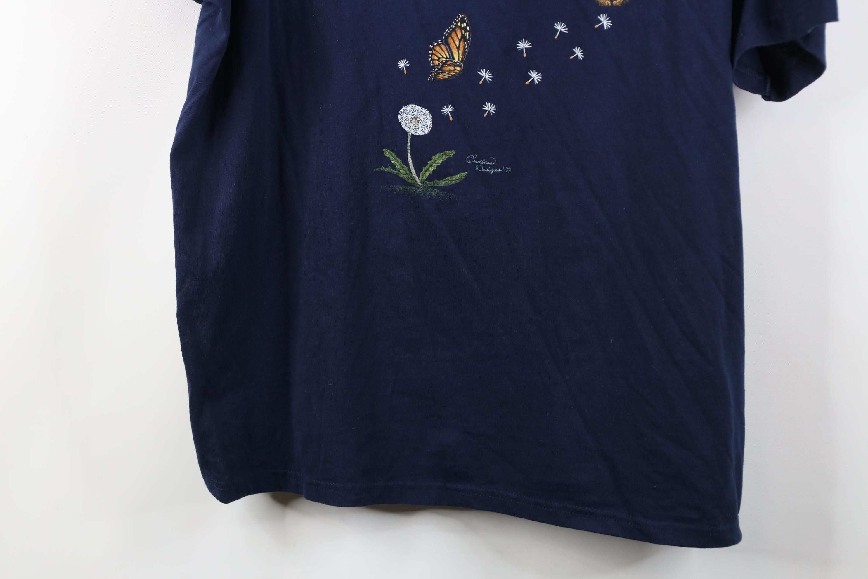 Vintage Vintage 90s Streetwear Earth Day Butterfly Dandelion T-Shirt Size XXL / US 16-18 / IT 52-54 - 3 Thumbnail