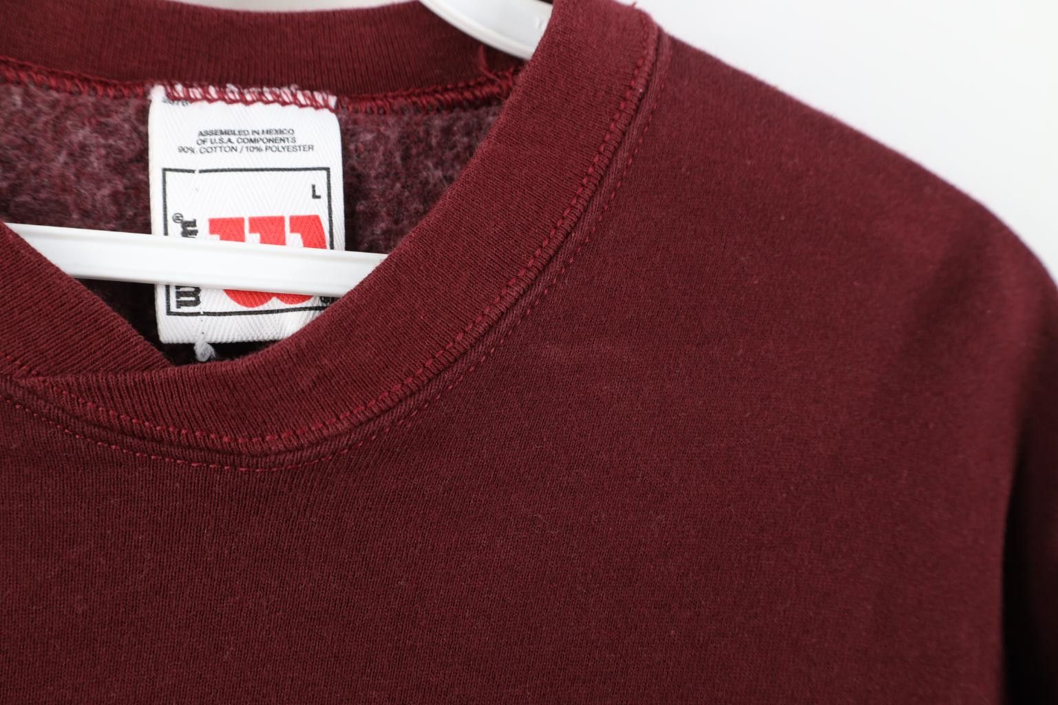 Wilson Vintage 90s Wilson Blank Crewneck Sweatshirt Burgundy Red Size L / US 10 / IT 46 - 4 Thumbnail