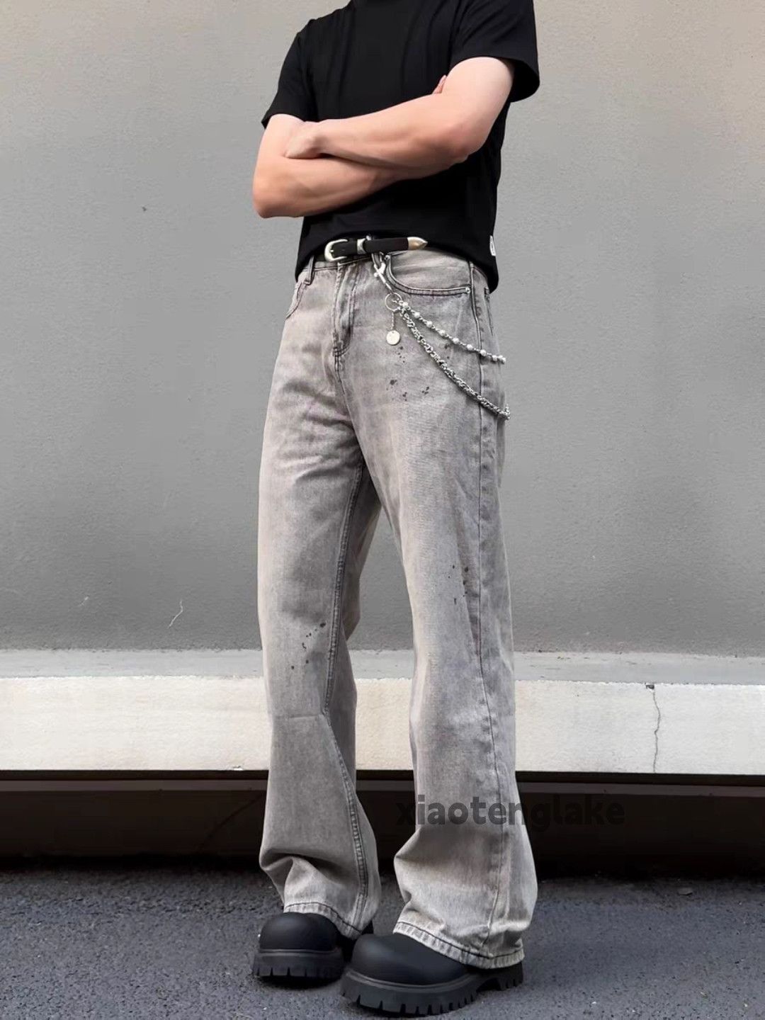 Jean × Vintage washed faded punk grunge baggy flared yuppie flared jeans Size US 34 / EU 50 - 4 Thumbnail