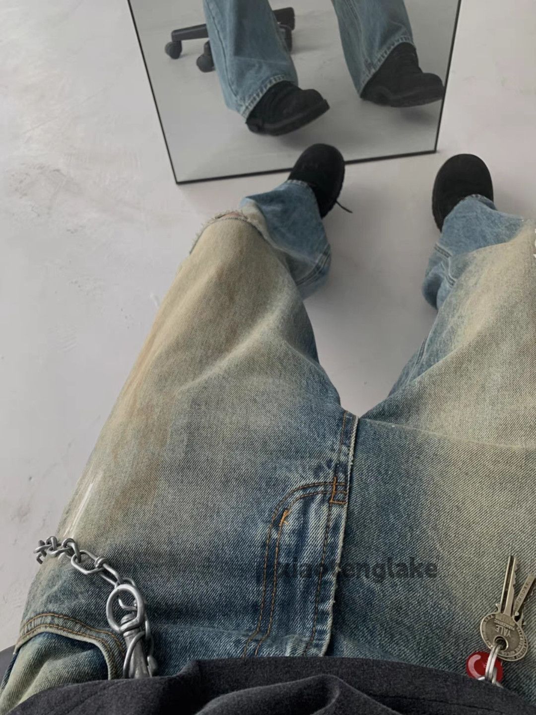 Jean × Vintage washed faded utility punk grunge rusty stain paint jeans Size US 32 / EU 48 - 9 Thumbnail