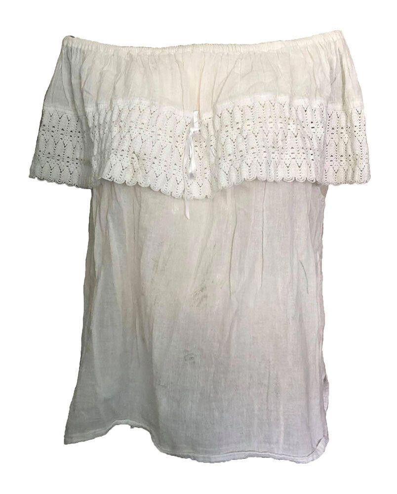 Designer Used White Hand Made Blouse M Size M / US 6-8 / IT 42-44 - 1 Thumbnail