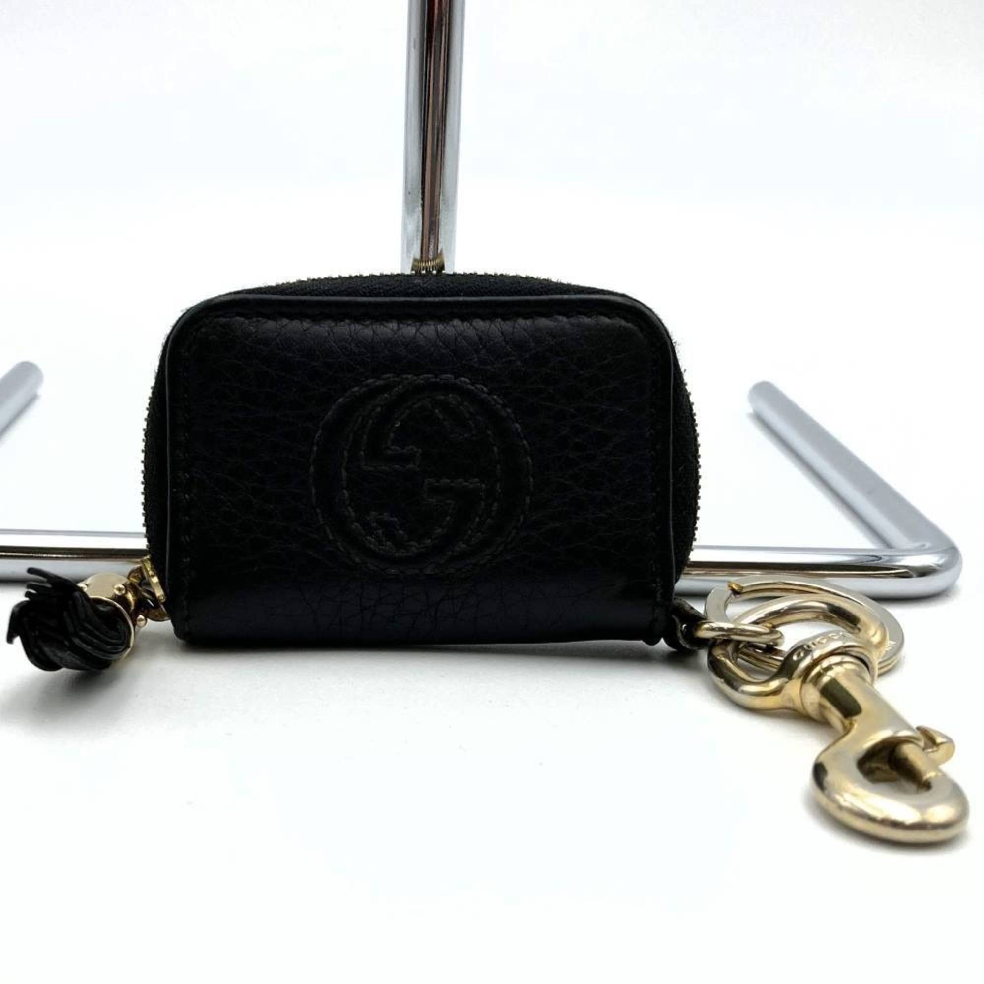 image of Gucci Soho Coin Case Key Holder Ring Tassel Black Leather 325943 Gucci, Women's