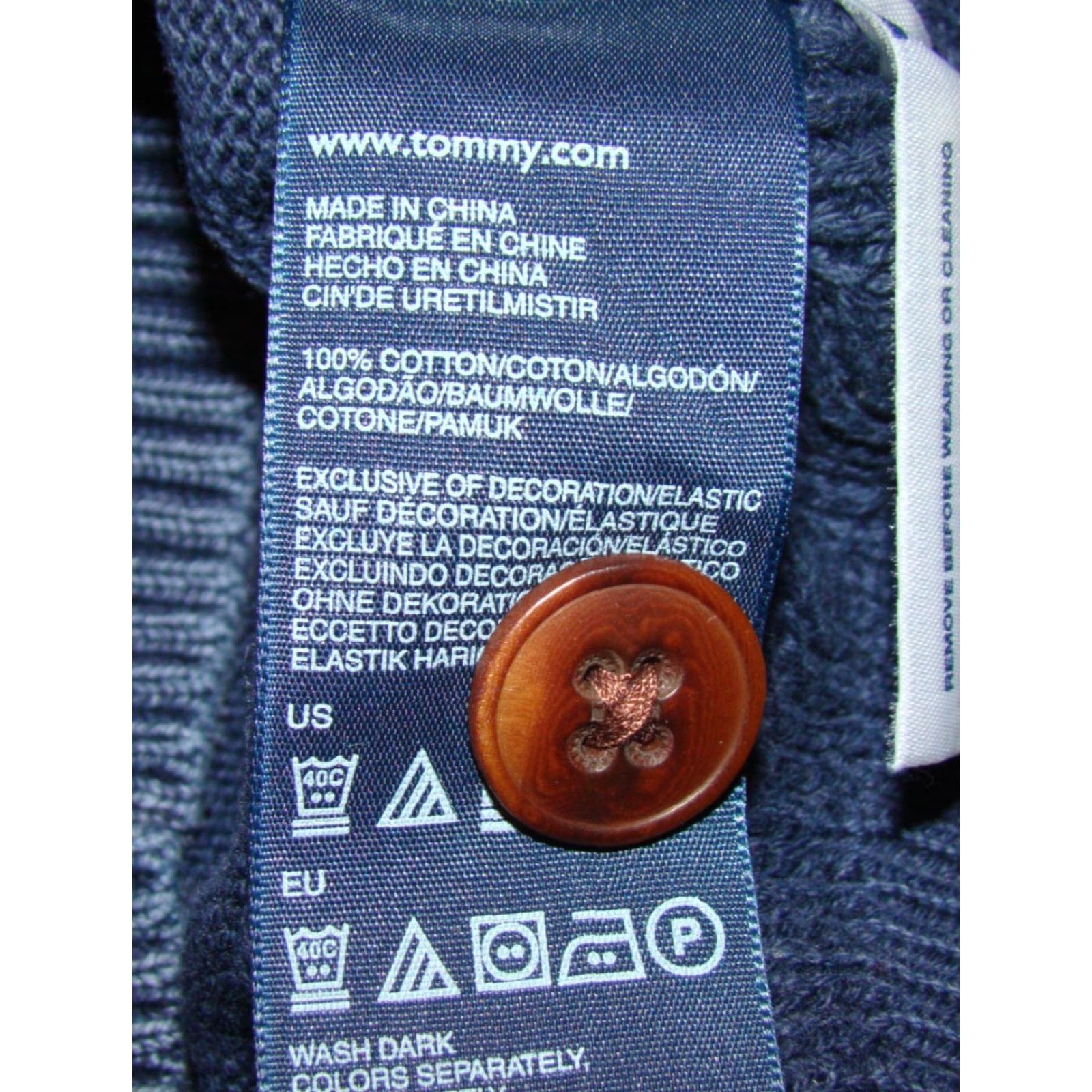 Tommy Hilfiger VINTAGE Tommy Hilfiger Mens M Sweater Garment Dyed Navy Cowl Neck One Button Knit Pullover Size US M / EU 48-50 / 2 - 6 Thumbnail