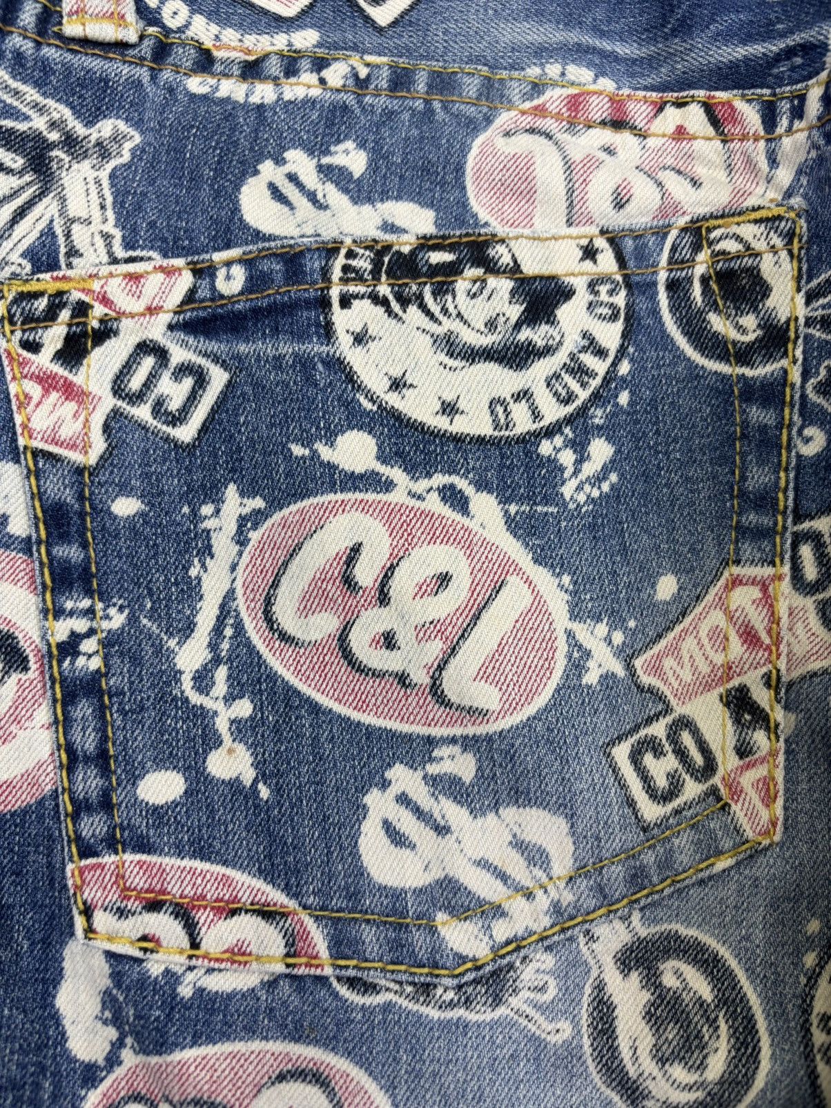 Designer Co&Lu Japan Dope Sick Full Print Denim F750 Size US 31 - 14 Thumbnail
