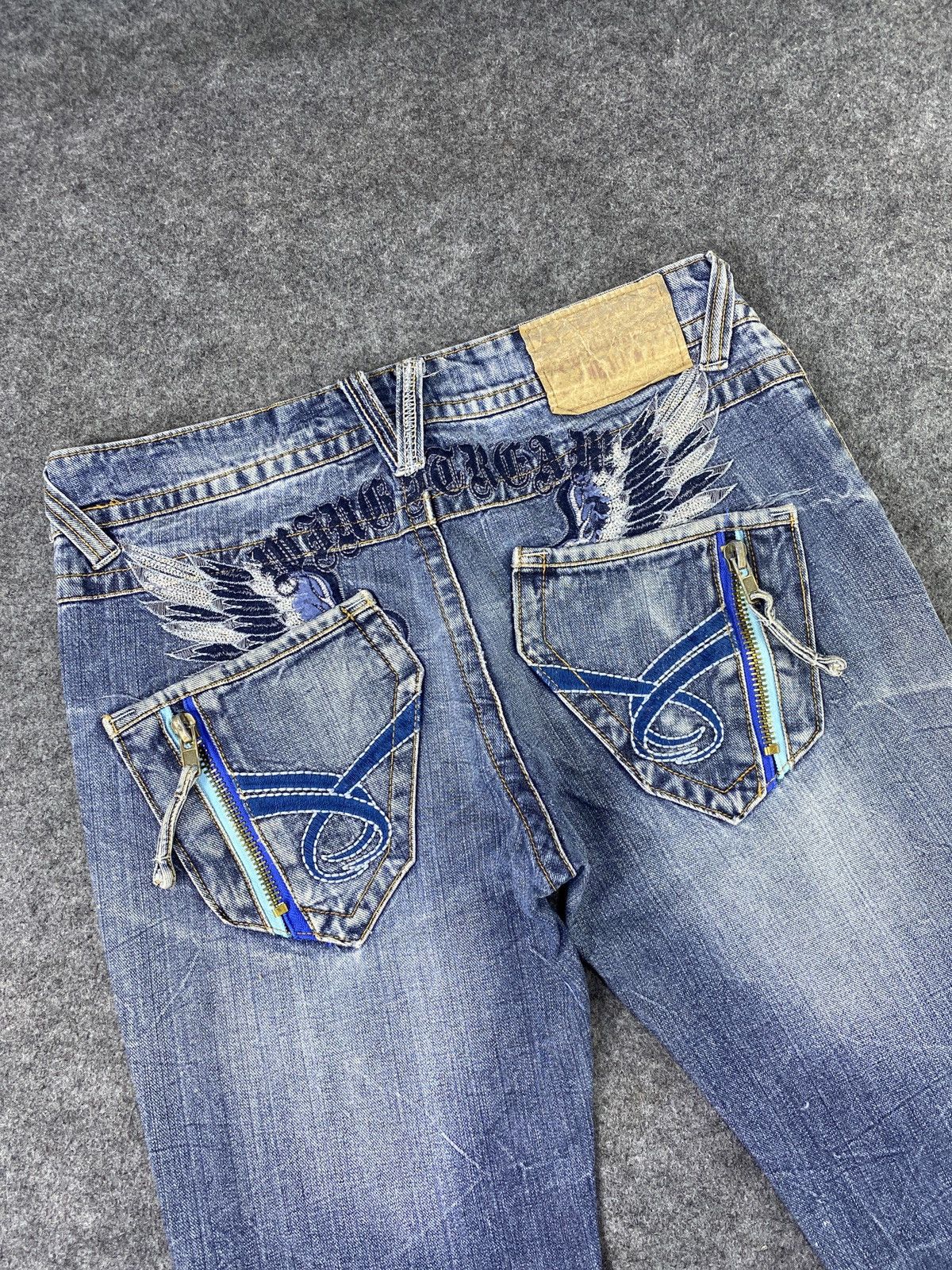 Japanese Brand × Jean Japanese Brand Distress Blue Wash Flare Jeans - J979 Size US 33 - 14 Thumbnail