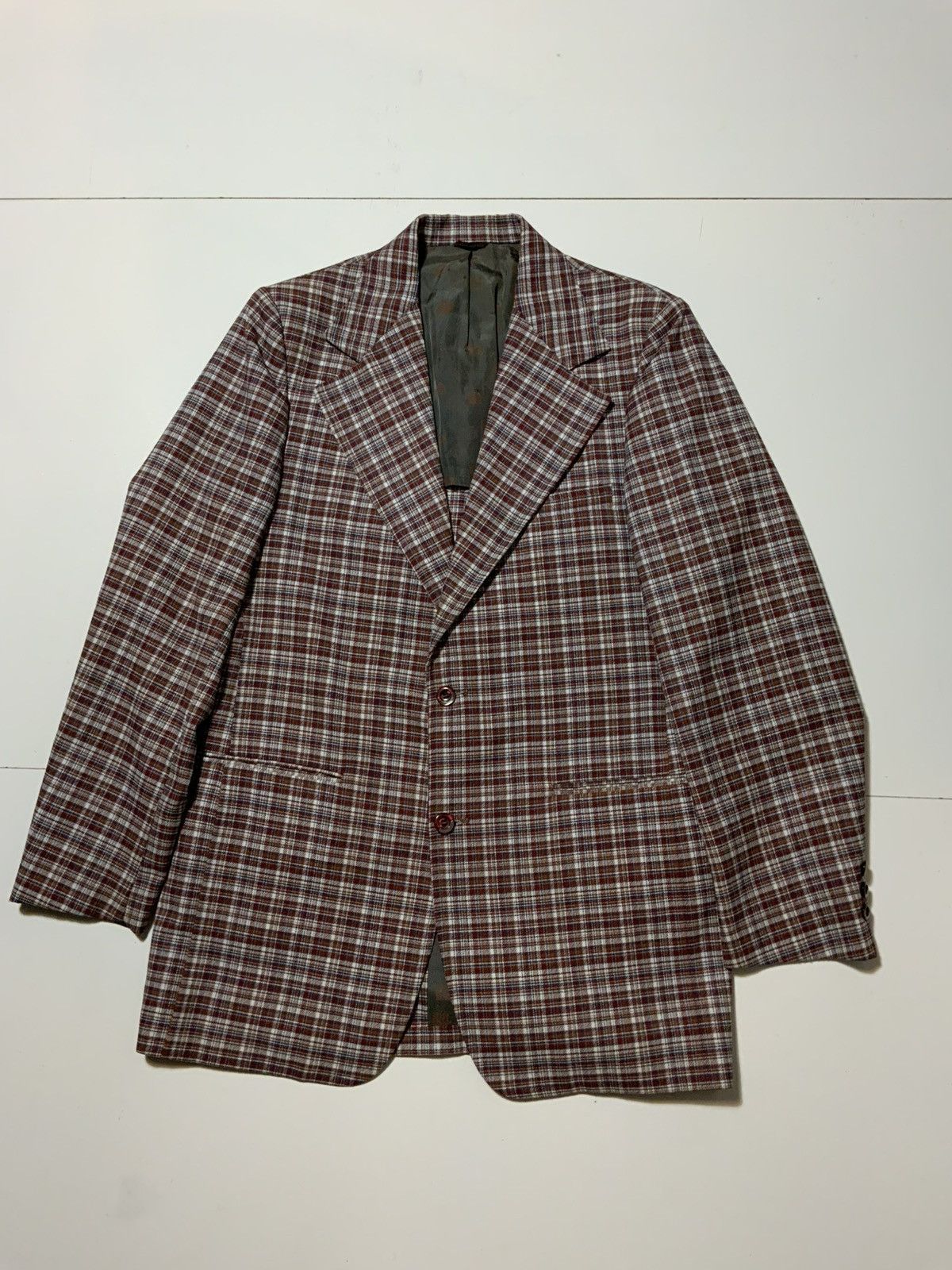 Vintage VTG 70s Towncraft JcPenney Polyester Plaid Blazer Jacket Size 40L - 1 Thumbnail
