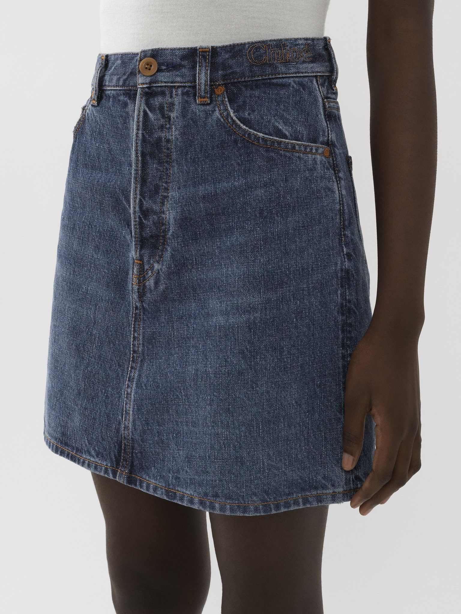 Chloe o1loc1c0425 CHC22 Mini Skirt in Dusky Blue Size 27" / US 4 / IT 40 - 2 Thumbnail