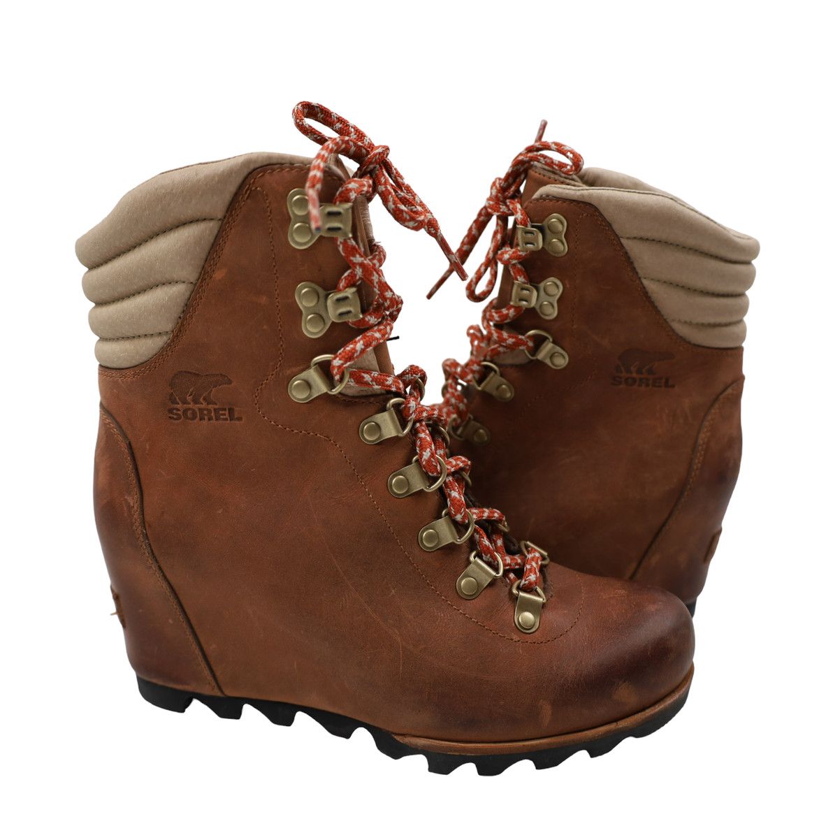 image of NWT Sorel Conquest Leather Wedge Boots in Brown, Women's (Size 8)