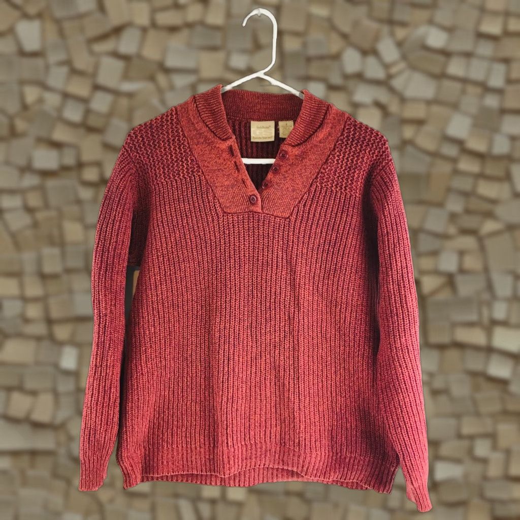 Vintage Guide Series Sweater Women's Small S Pullover Knit Red V-Neck Long Sleeve Burnt Orange Modern Size S / US 4 / IT 40 - 1 Thumbnail