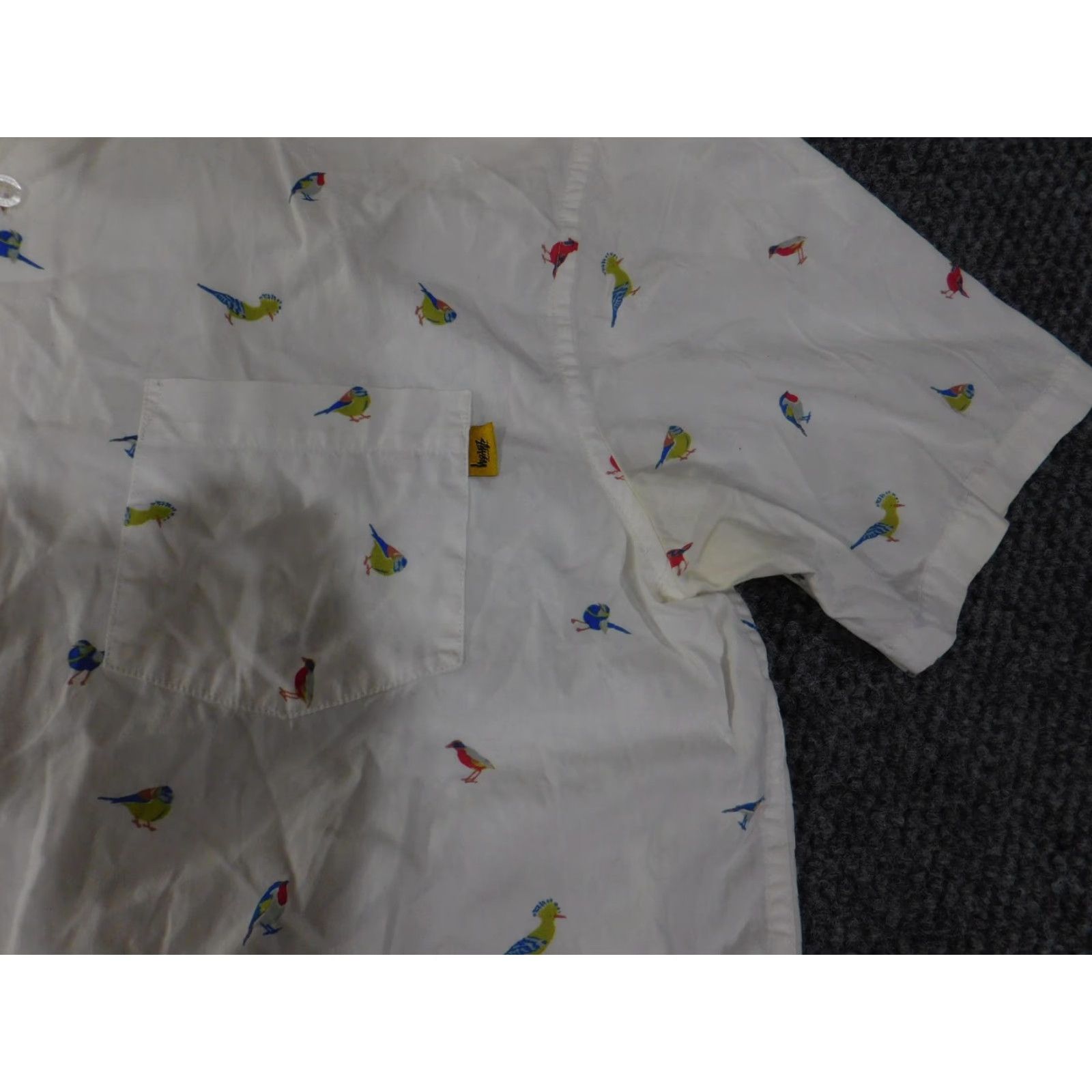 Vintage Stussy Shirt Mens Medium White Parrot Bird Print Button Up Short Sleeve Casual Size US M / EU 48-50 / 2 - 4 Thumbnail