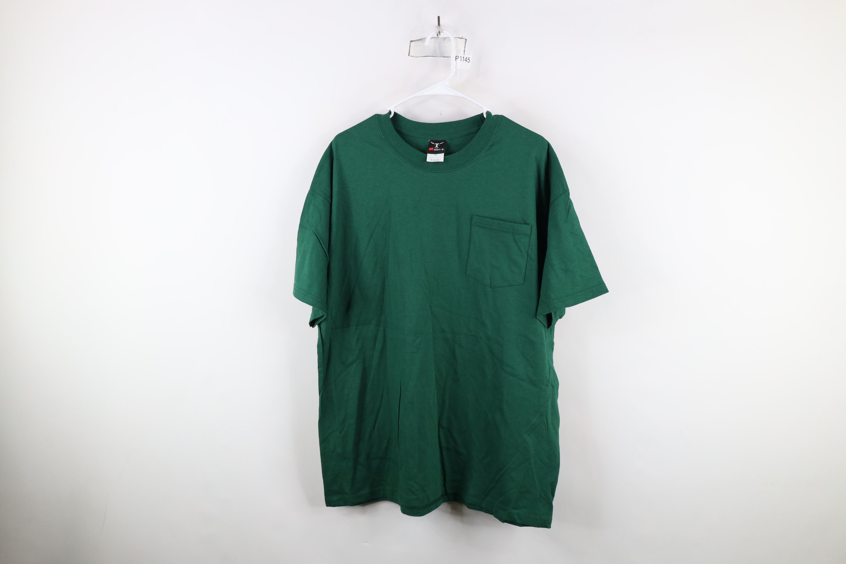 Hanes × Vintage Vintage 90s Hanes Beefy Short Sleeve T-Shirt Green Cotton Size US XL / EU 56 / 4 - 1 Thumbnail