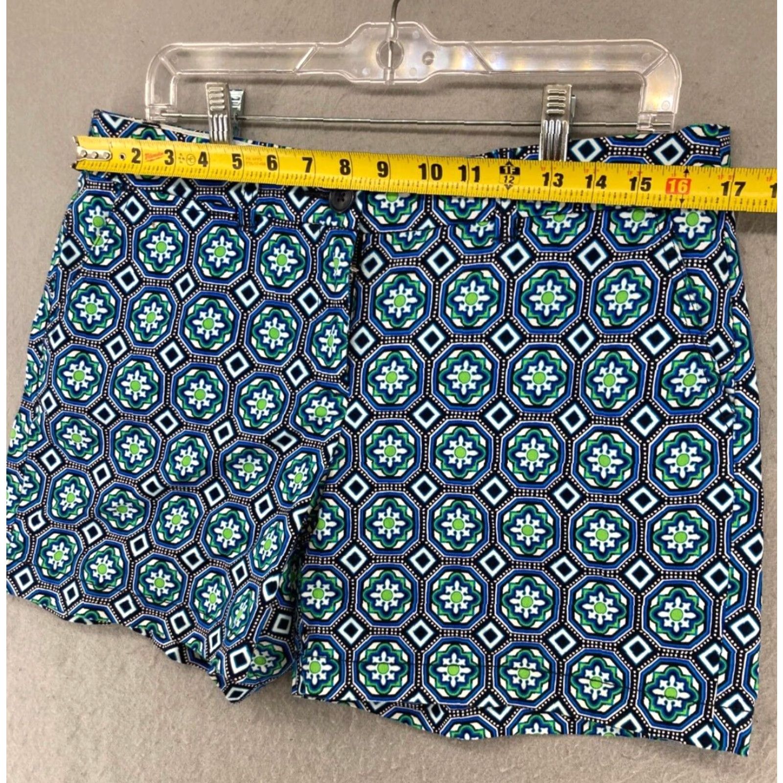 Vintage Crown Ivy Shorts 10 Blue Geometric Boho Pockets Womens Size 32" / US 10 / IT 46 - 2 Thumbnail