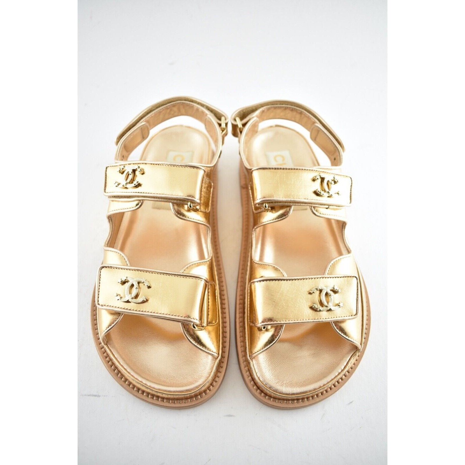 Chanel Chanel 22C Golden Gold Laminated CC Logo Mule Slide Strap Size US 8 / IT 38 - 2 Thumbnail