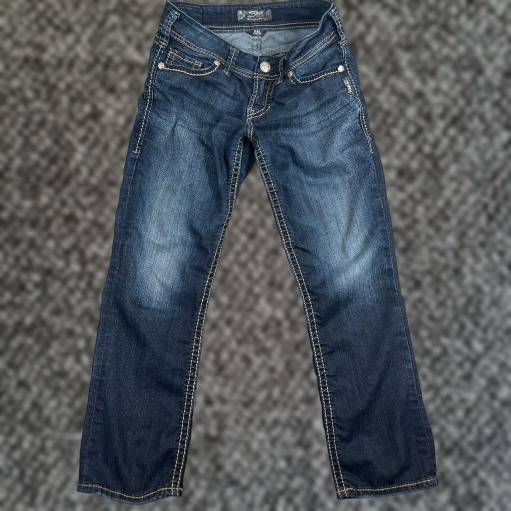 Silver Jeans Co. Silver Jeans Jeans Womens 26 Suki Capri Medium Wash Low Rise Thick Stitch Straight Leg Blue Size 26" / US 2 / IT 38 - 1 Thumbnail