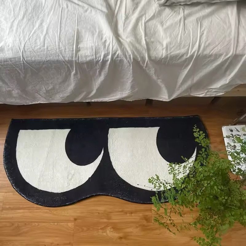 Japanese Brand × Vintage Cute Big Eyes Rug Black White Carpet 60x140cm Size ONE SIZE - 1 Thumbnail